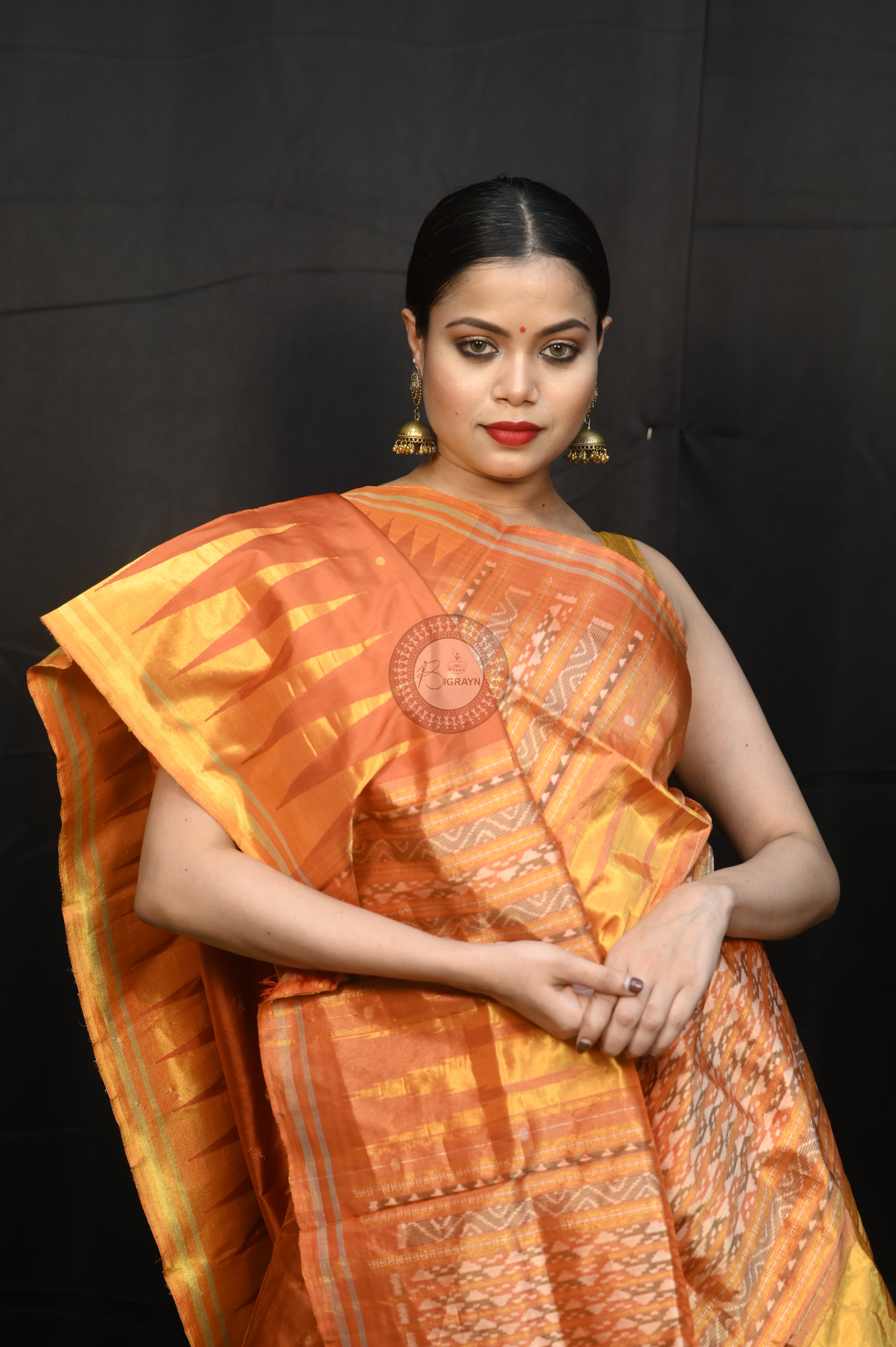 "Odisha Handloom Tissue Silk Saree with shimmering texture, elegant zari border, and lightweight drape, handcrafted by artisans"