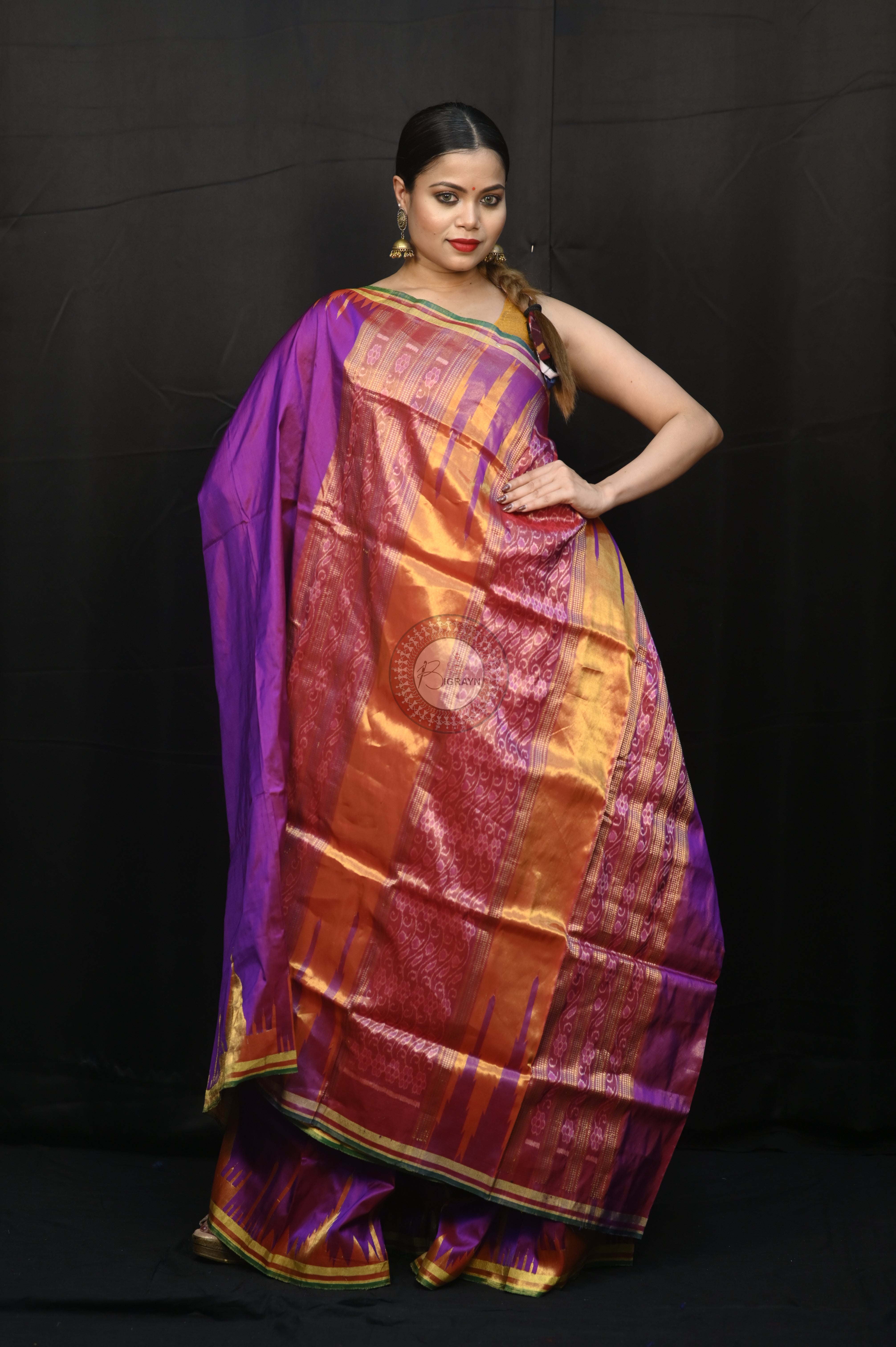 "Odisha Handloom Tissue Silk Saree with shimmering texture, elegant zari border, and lightweight drape, handcrafted by artisans"
