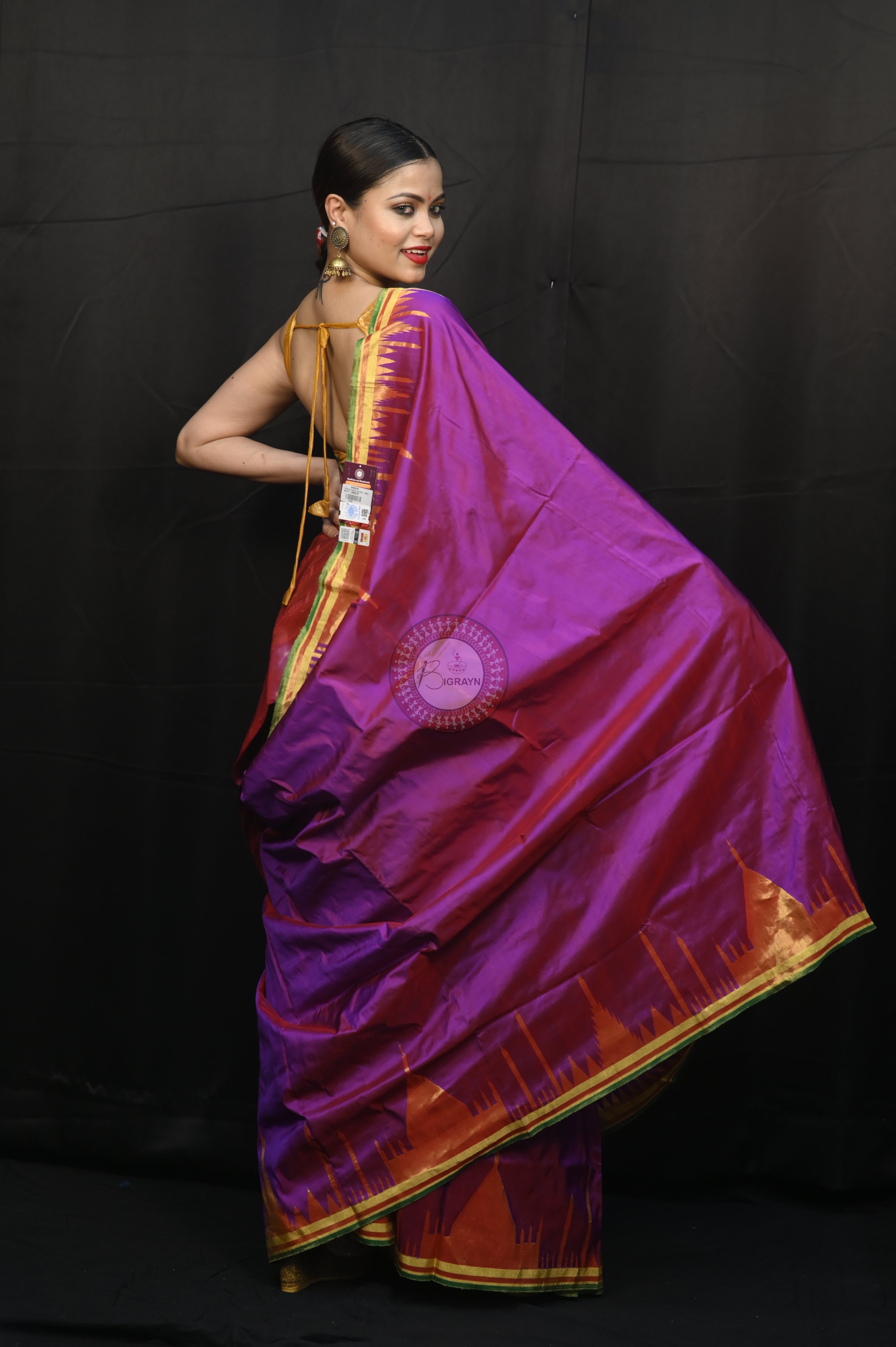 "Odisha Handloom Tissue Silk Saree with shimmering texture, elegant zari border, and lightweight drape, handcrafted by artisans"