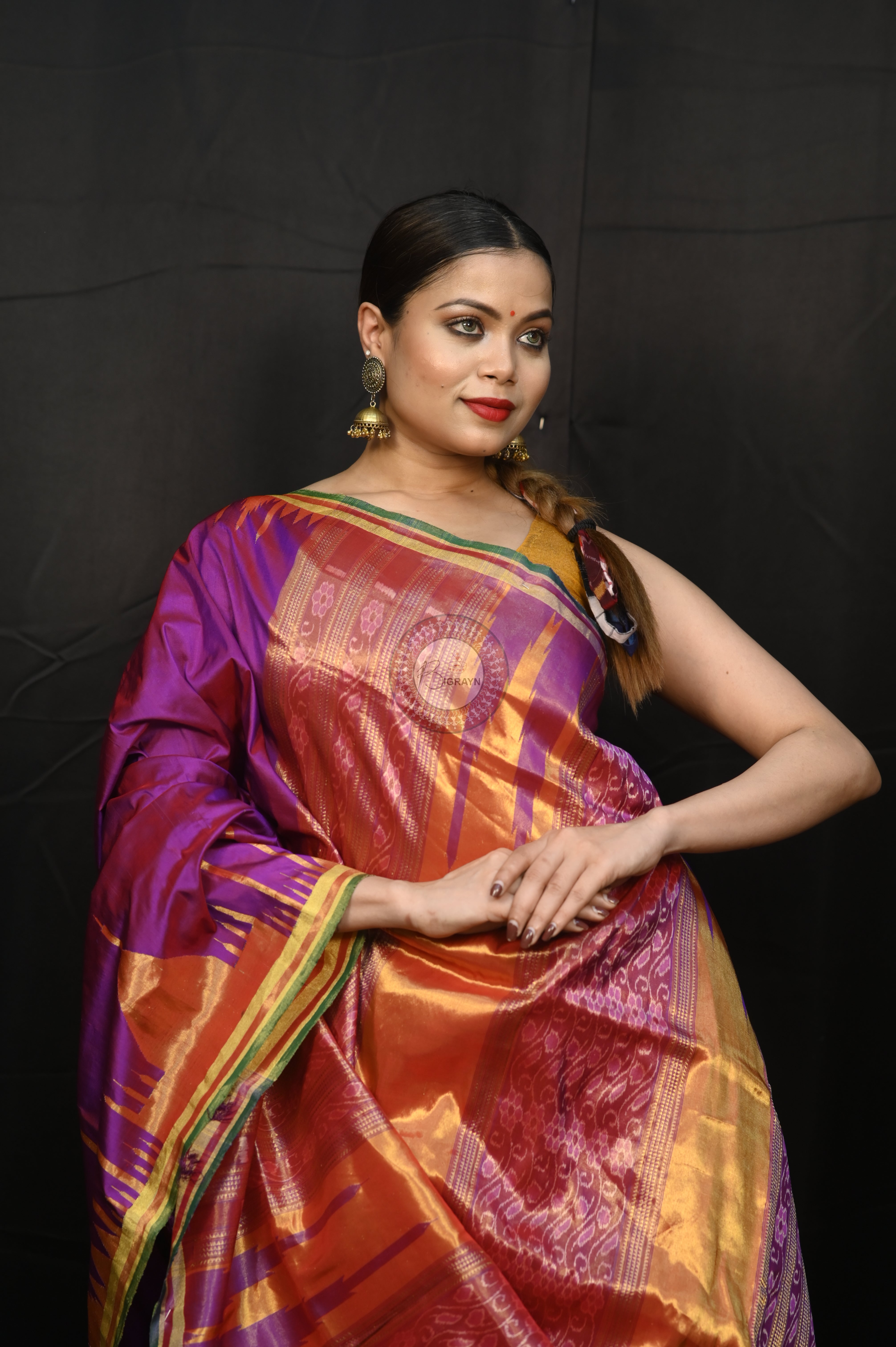"Odisha Handloom Tissue Silk Saree with shimmering texture, elegant zari border, and lightweight drape, handcrafted by artisans"