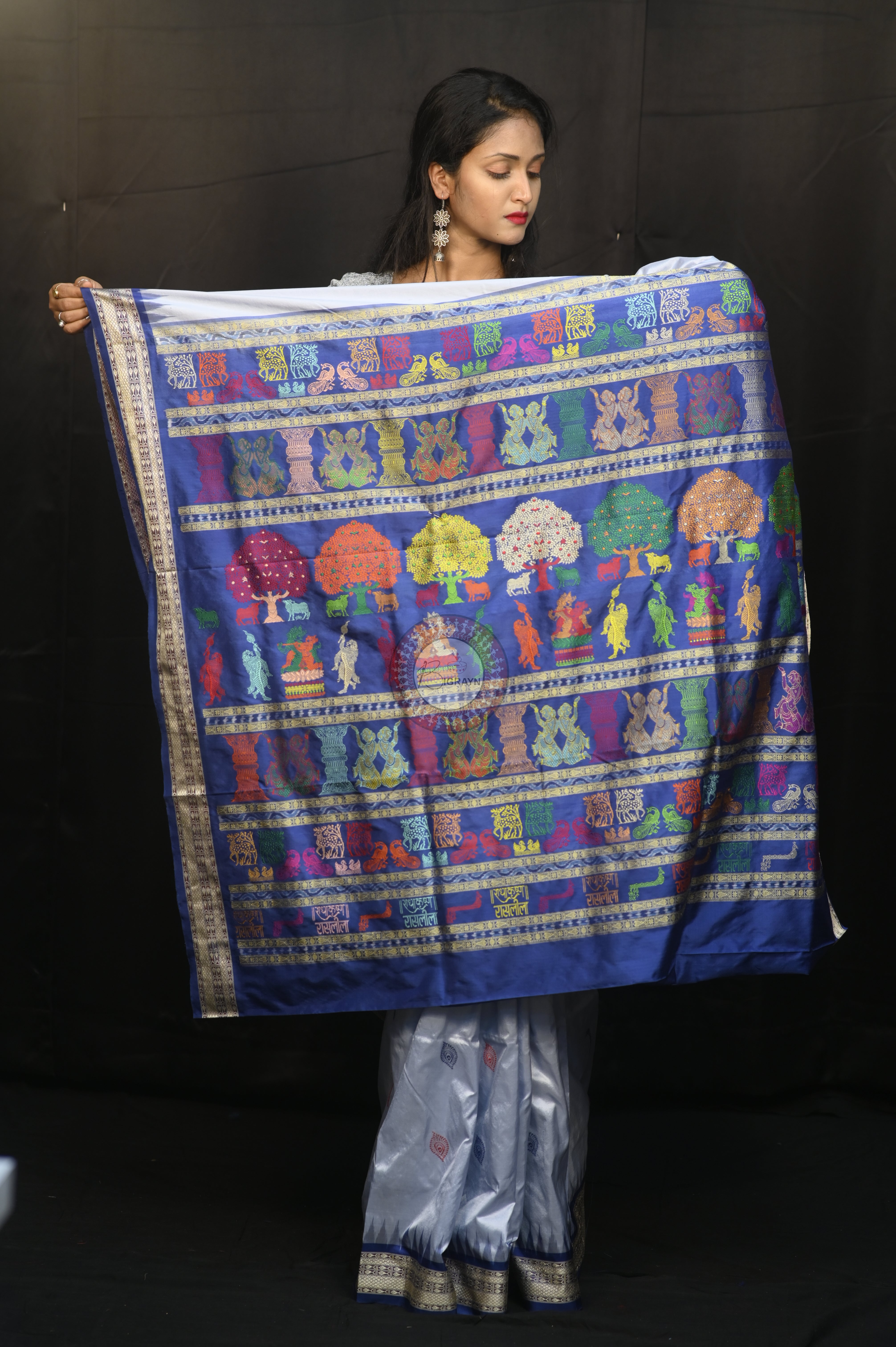 Ink Blue Blue Rasleela Exclusive Sambalpuri Silk Saree