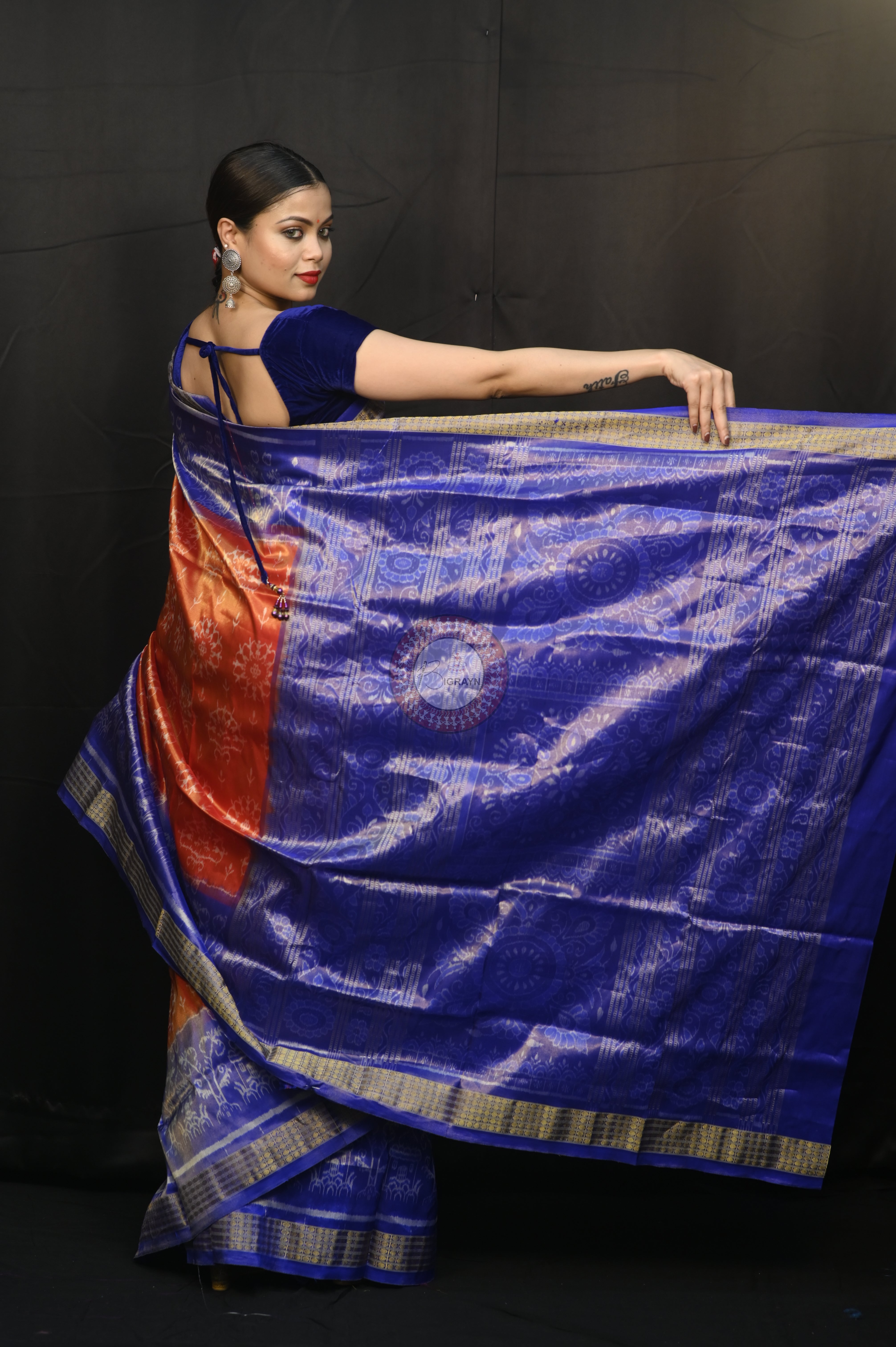 "Odisha Handloom Tissue Silk Saree with shimmering texture, elegant zari border, and lightweight drape, handcrafted by artisans"