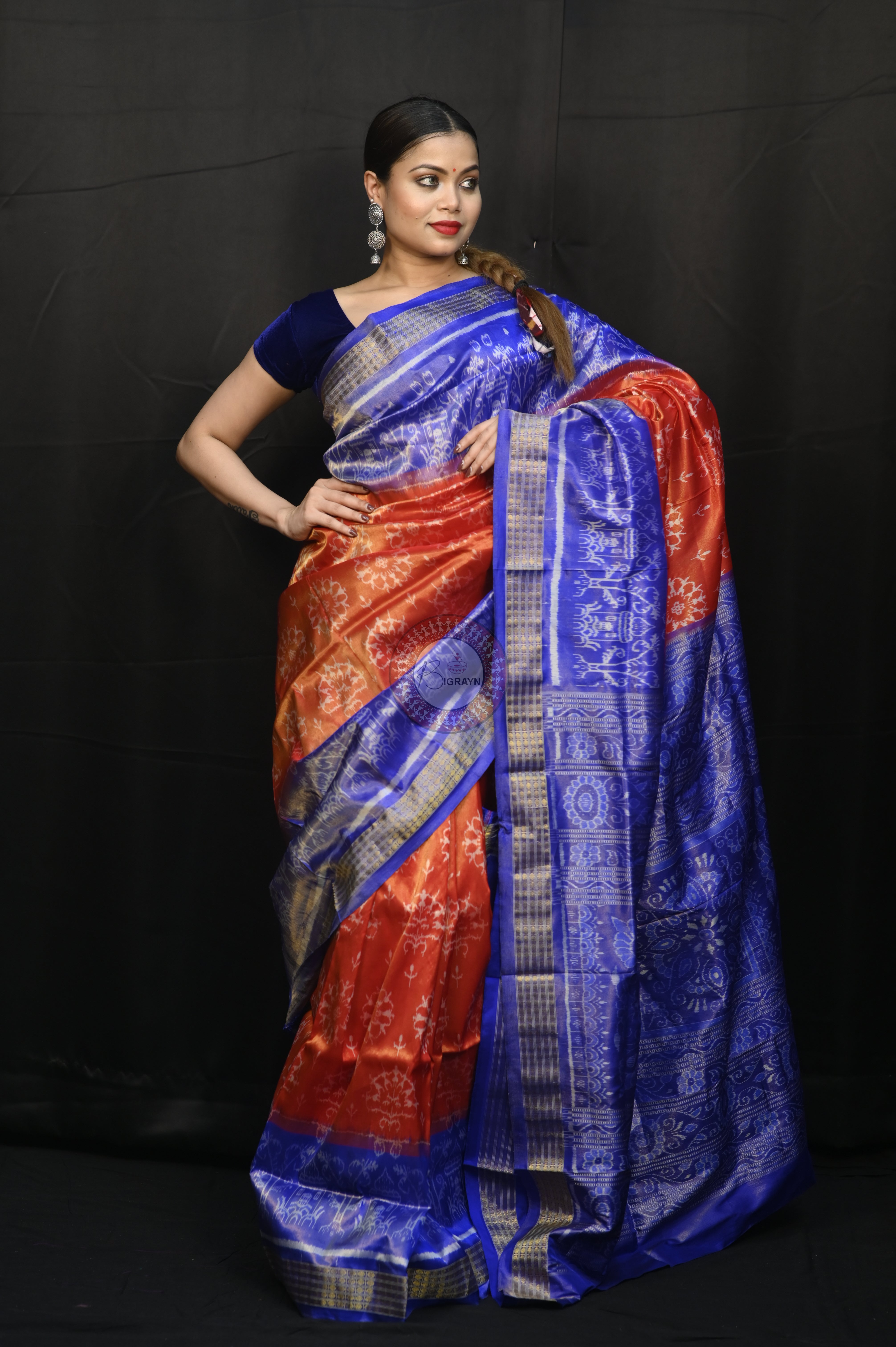 "Odisha Handloom Tissue Silk Saree with shimmering texture, elegant zari border, and lightweight drape, handcrafted by artisans"