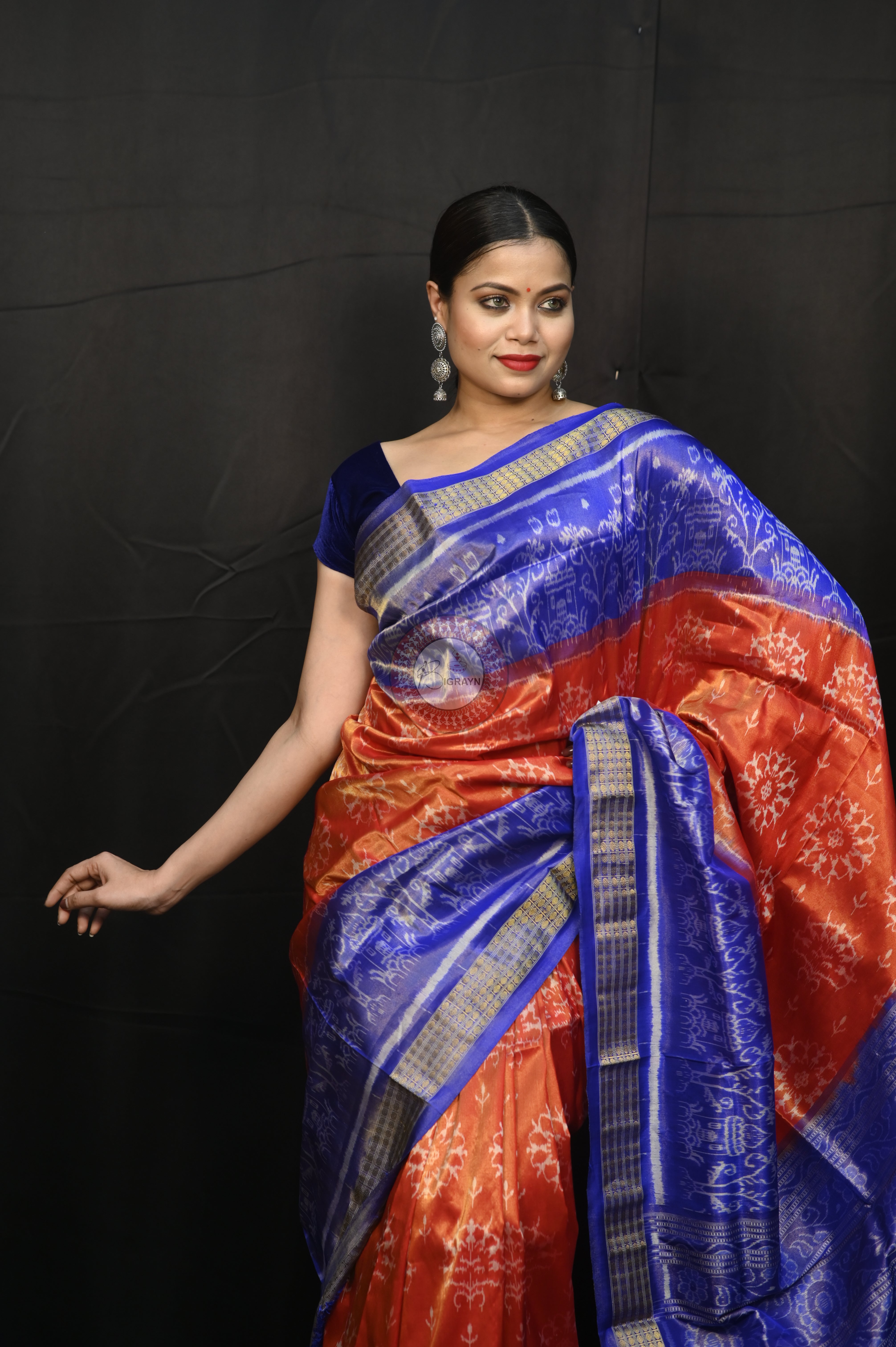 "Odisha Handloom Tissue Silk Saree with shimmering texture, elegant zari border, and lightweight drape, handcrafted by artisans"