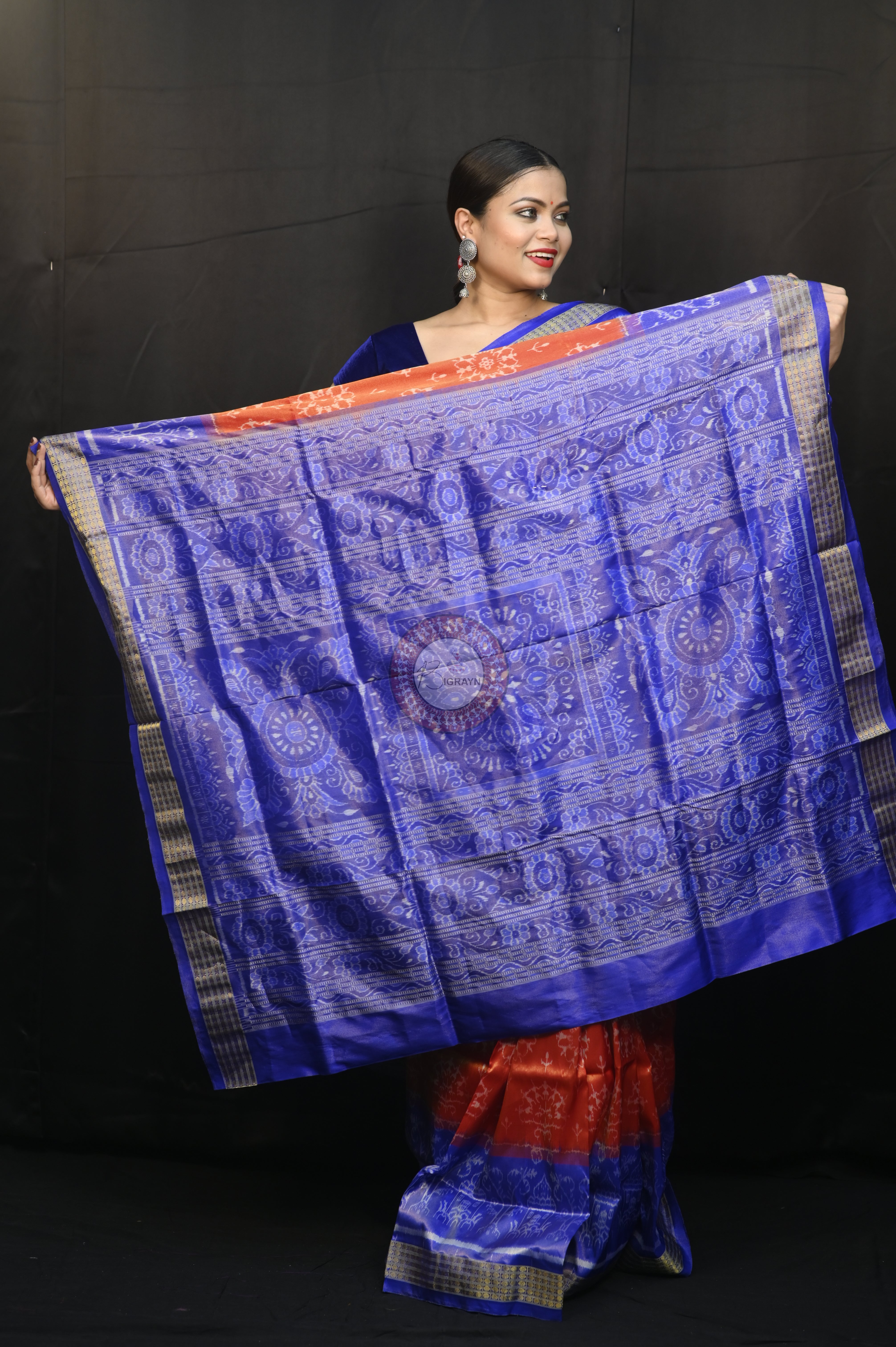"Odisha Handloom Tissue Silk Saree with shimmering texture, elegant zari border, and lightweight drape, handcrafted by artisans"