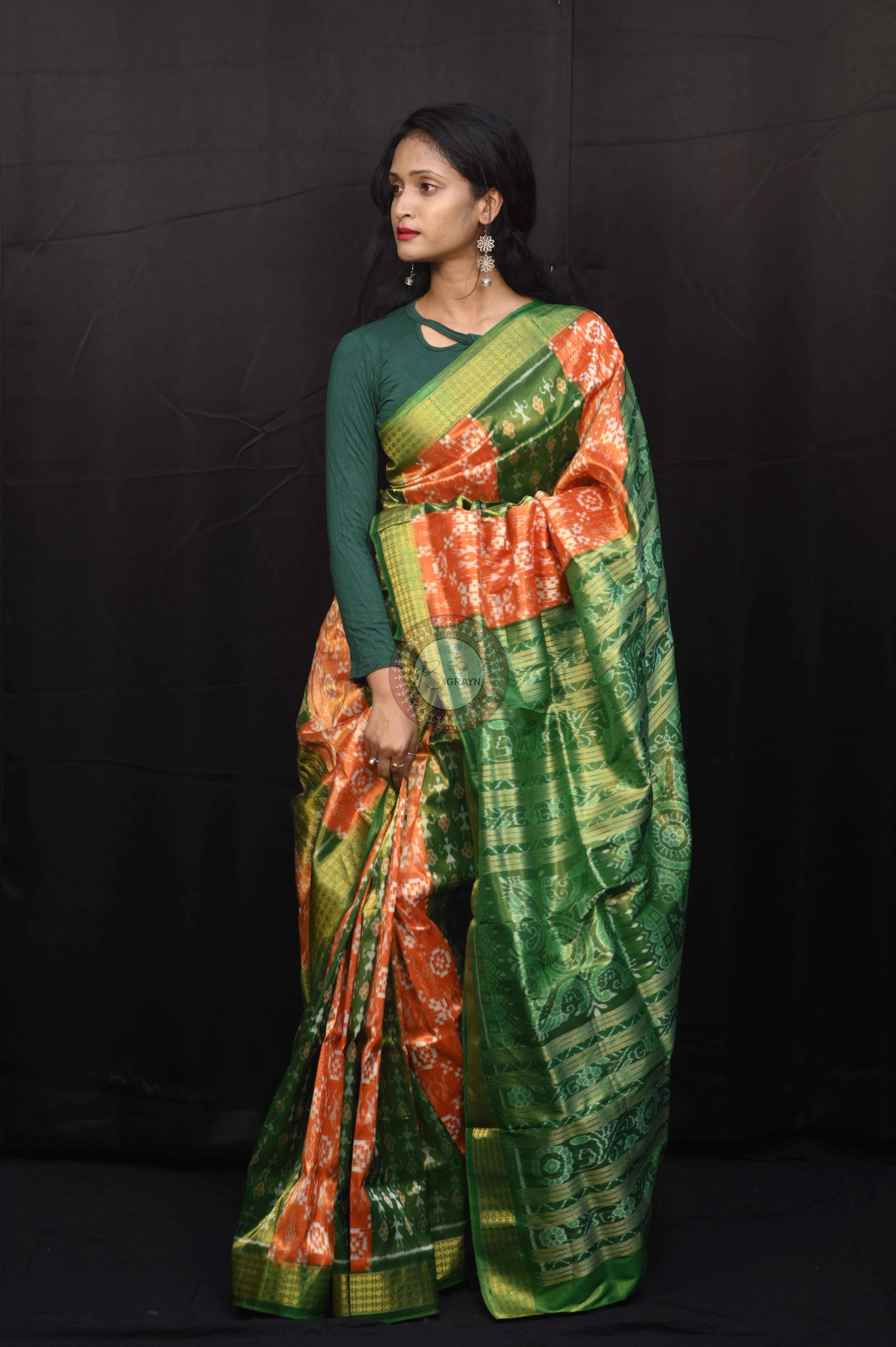 "Odisha Handloom Tissue Silk Saree with shimmering texture, elegant zari border, and lightweight drape, handcrafted by artisans"