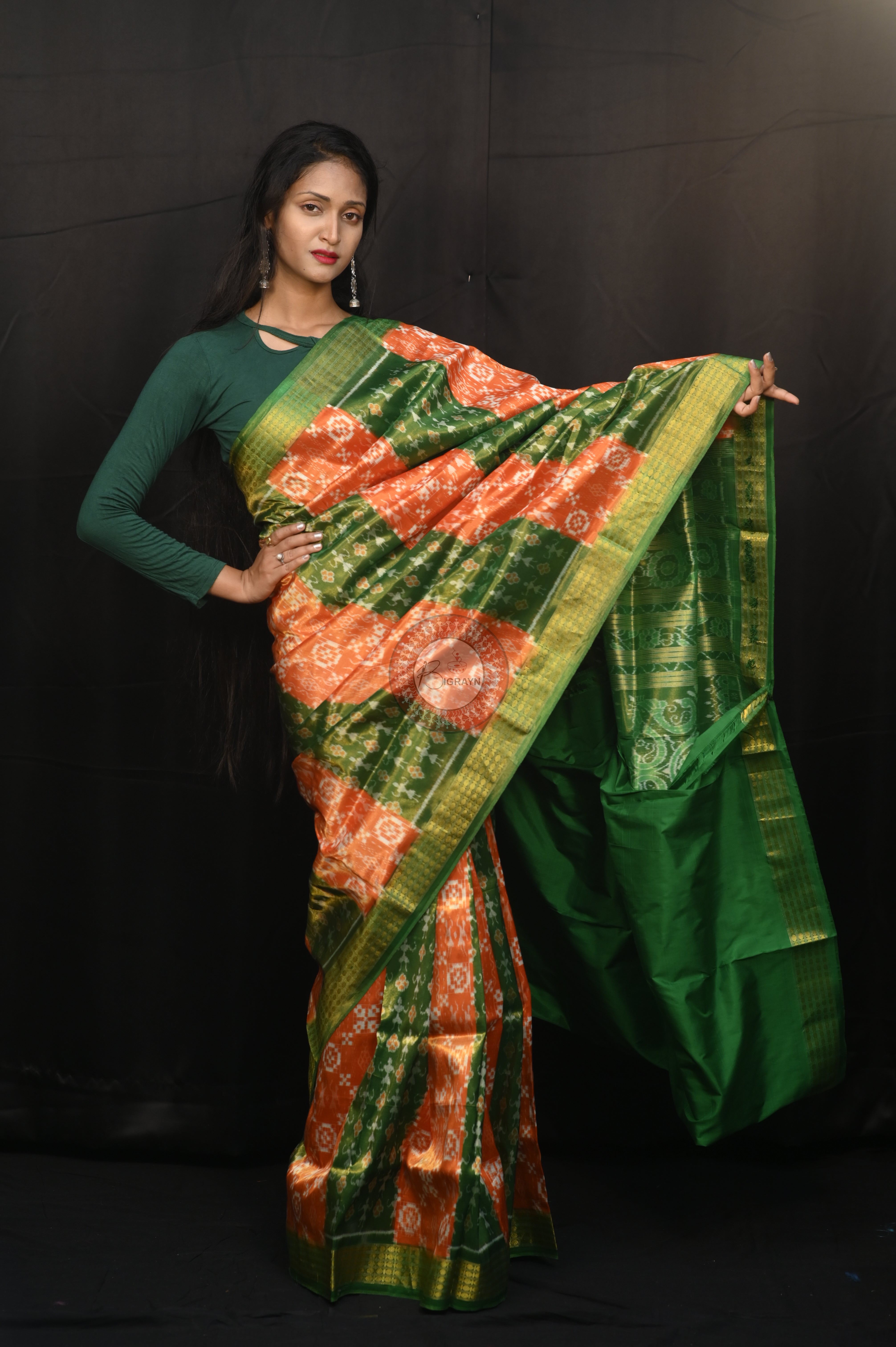 "Odisha Handloom Tissue Silk Saree with shimmering texture, elegant zari border, and lightweight drape, handcrafted by artisans"