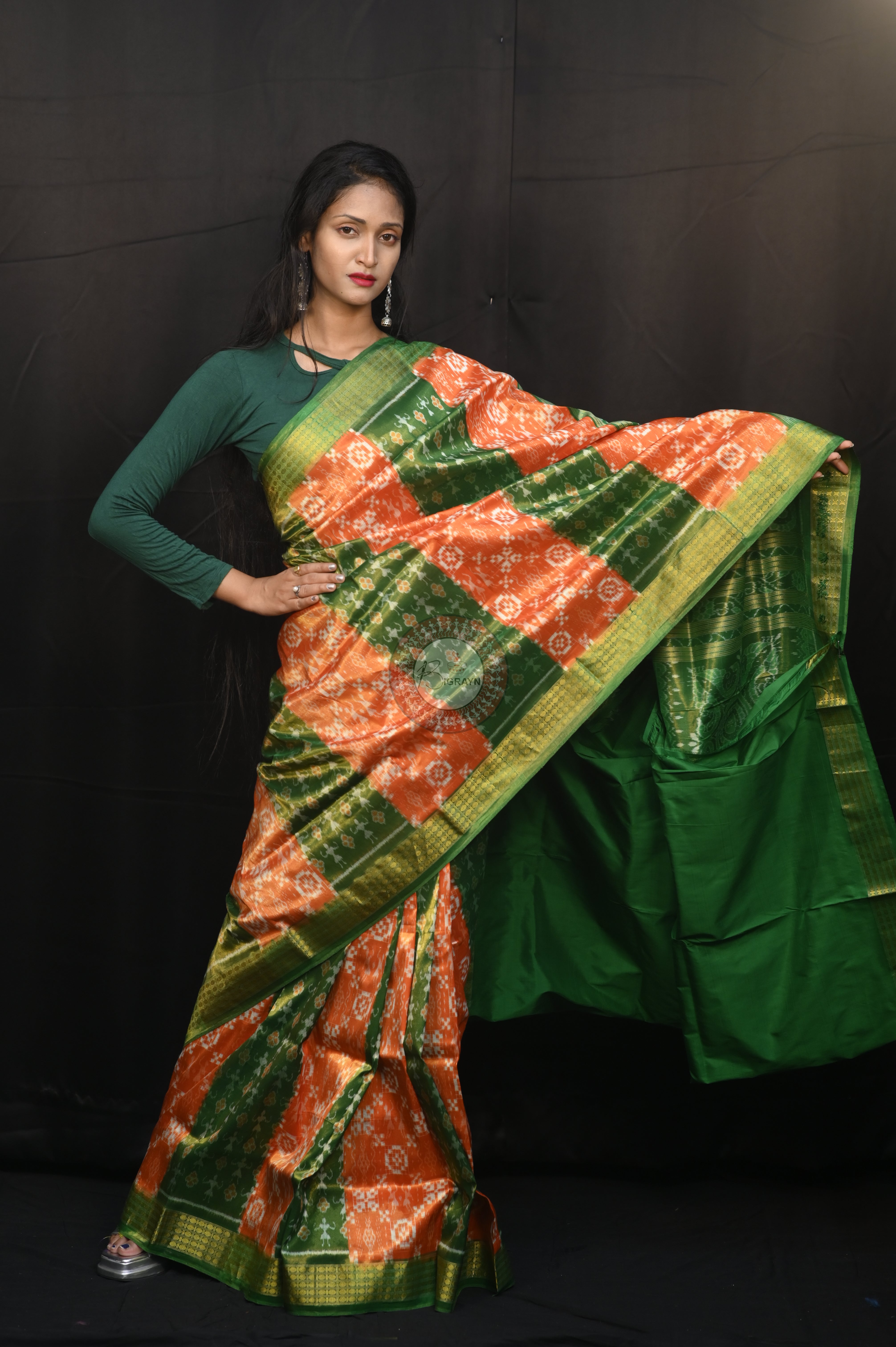 "Odisha Handloom Tissue Silk Saree with shimmering texture, elegant zari border, and lightweight drape, handcrafted by artisans"