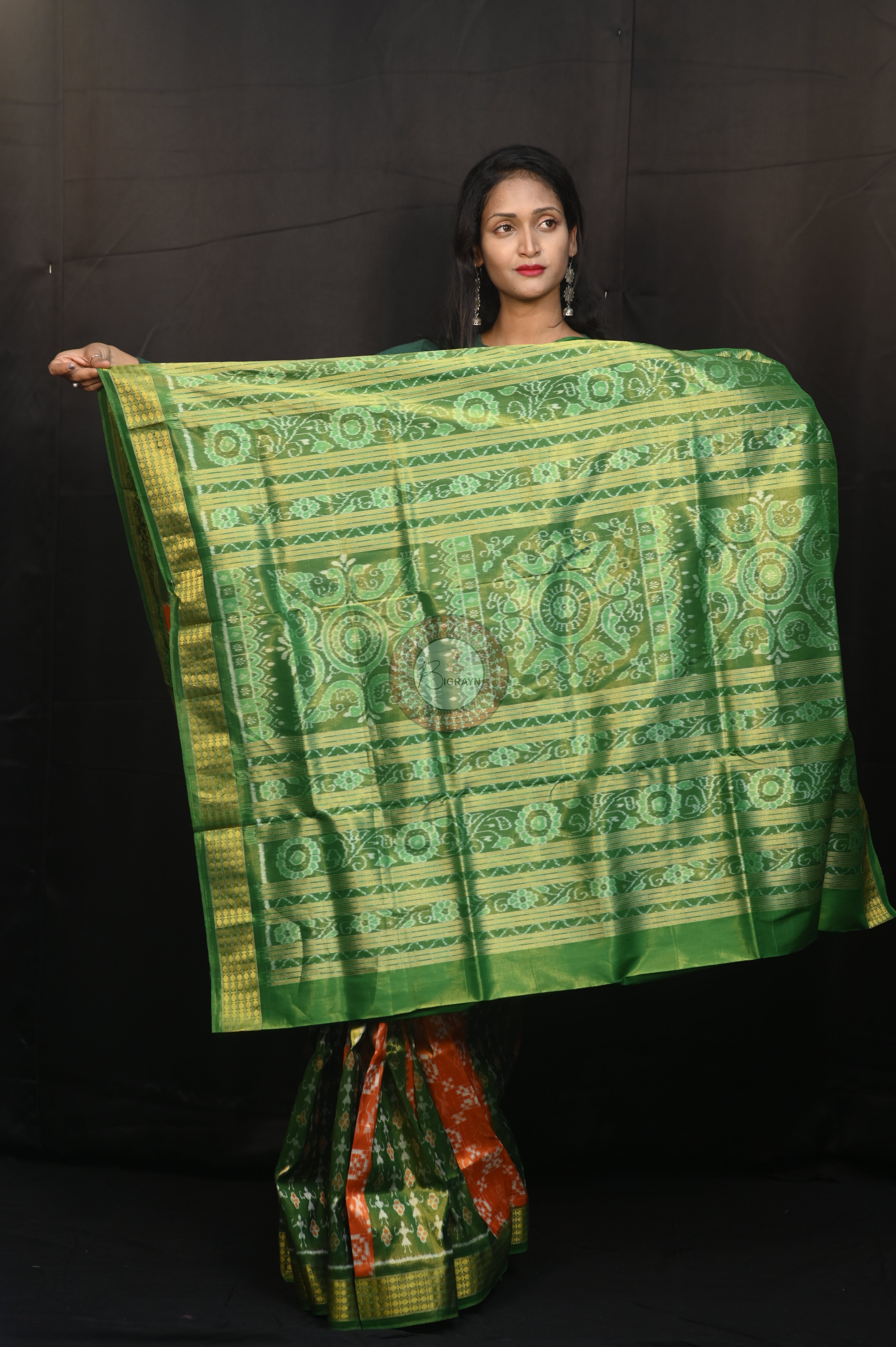 "Odisha Handloom Tissue Silk Saree with shimmering texture, elegant zari border, and lightweight drape, handcrafted by artisans"
