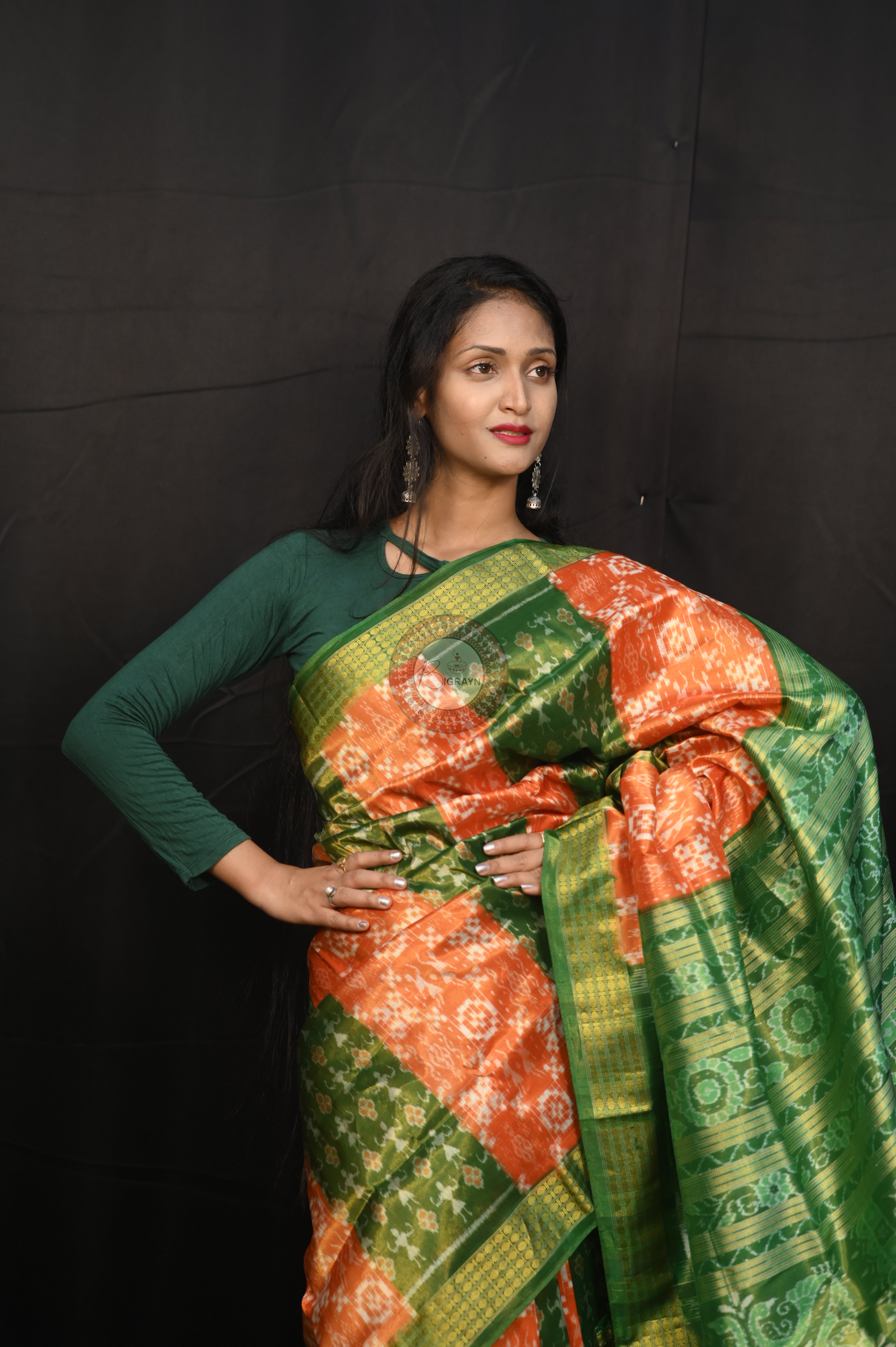 "Odisha Handloom Tissue Silk Saree with shimmering texture, elegant zari border, and lightweight drape, handcrafted by artisans"