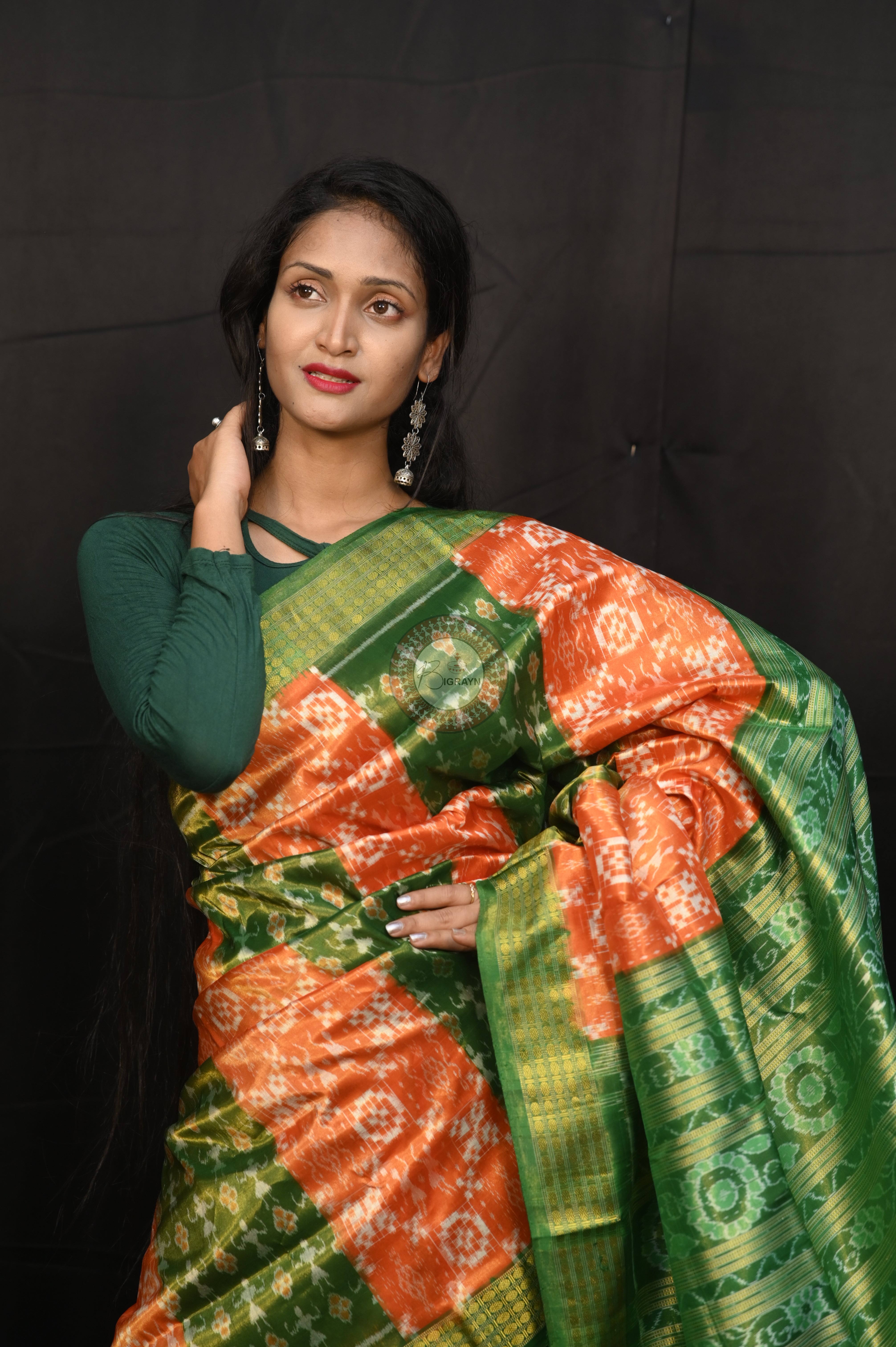 "Odisha Handloom Tissue Silk Saree with shimmering texture, elegant zari border, and lightweight drape, handcrafted by artisans"