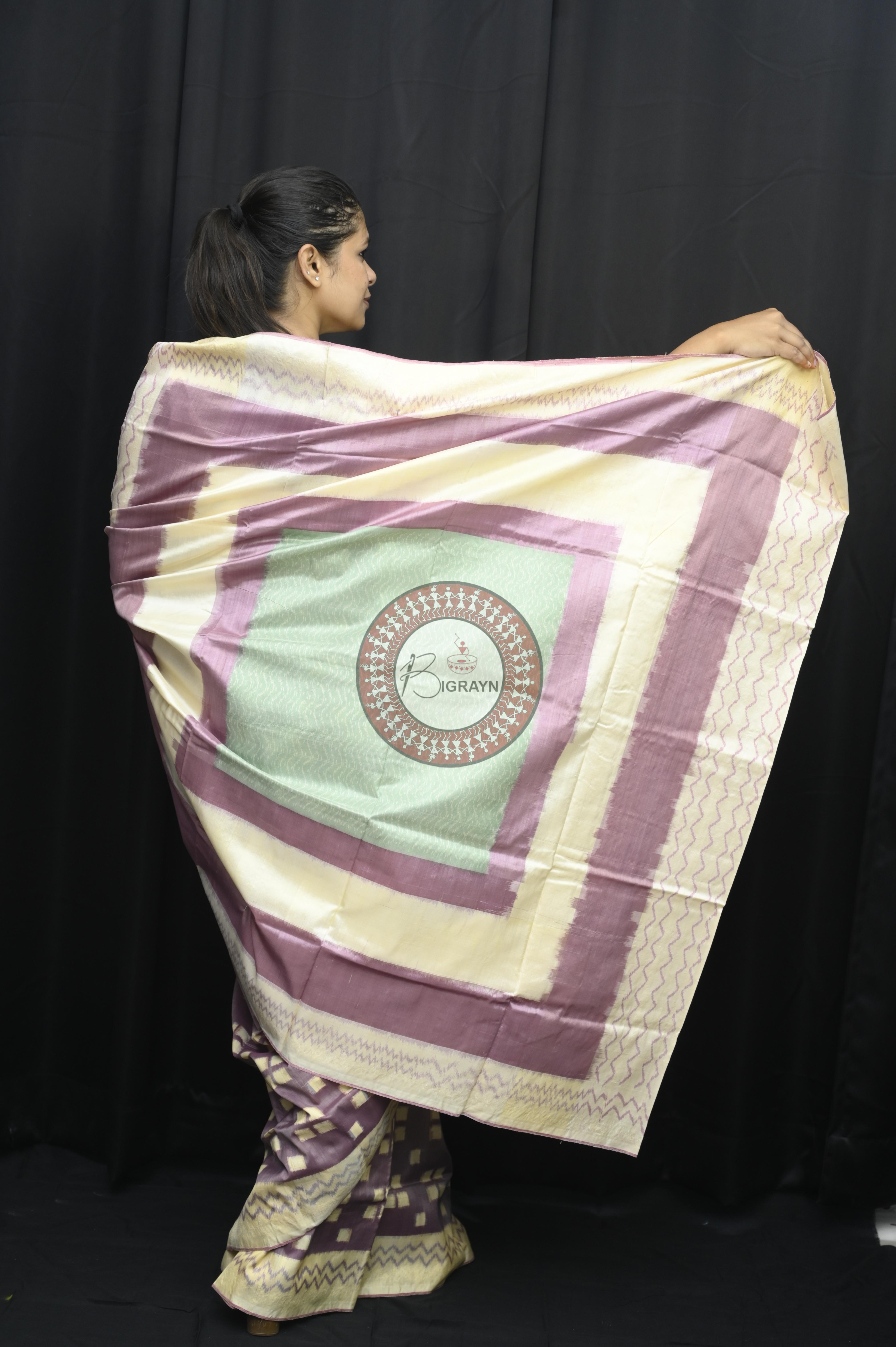 Light Purple Chandan Pasapali Natural Dye Sambalpuri Silk Saree