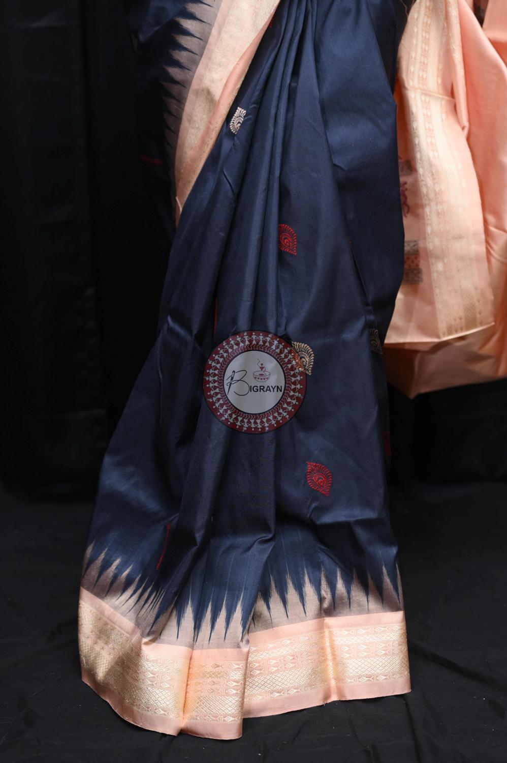 Black Carrot Rasleela Exclusive Sambalpuri Silk Saree