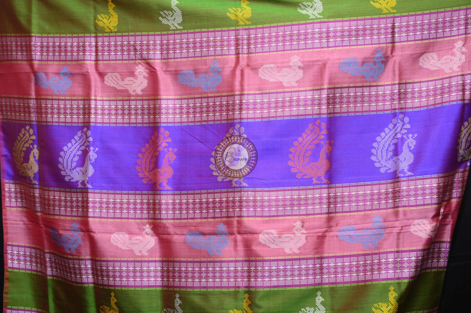 Red Ganga Jamuna Border Double Anchal Berhampuri Silk Saree