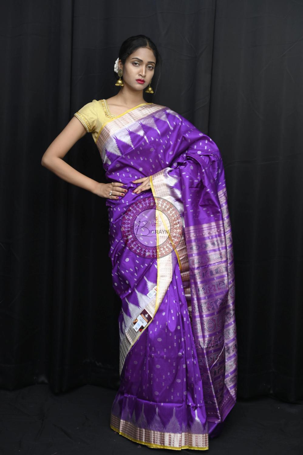 "Odisha Handloom Tissue Silk Saree with shimmering texture, elegant zari border, and lightweight drape, handcrafted by artisans"
