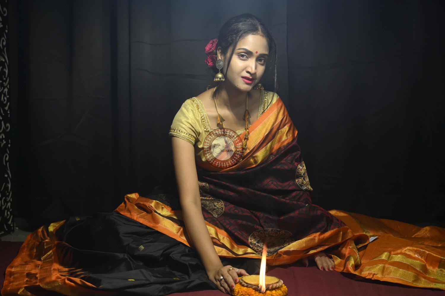 "Odisha Handloom Tissue Silk Saree with shimmering texture, elegant zari border, and lightweight drape, handcrafted by artisans"