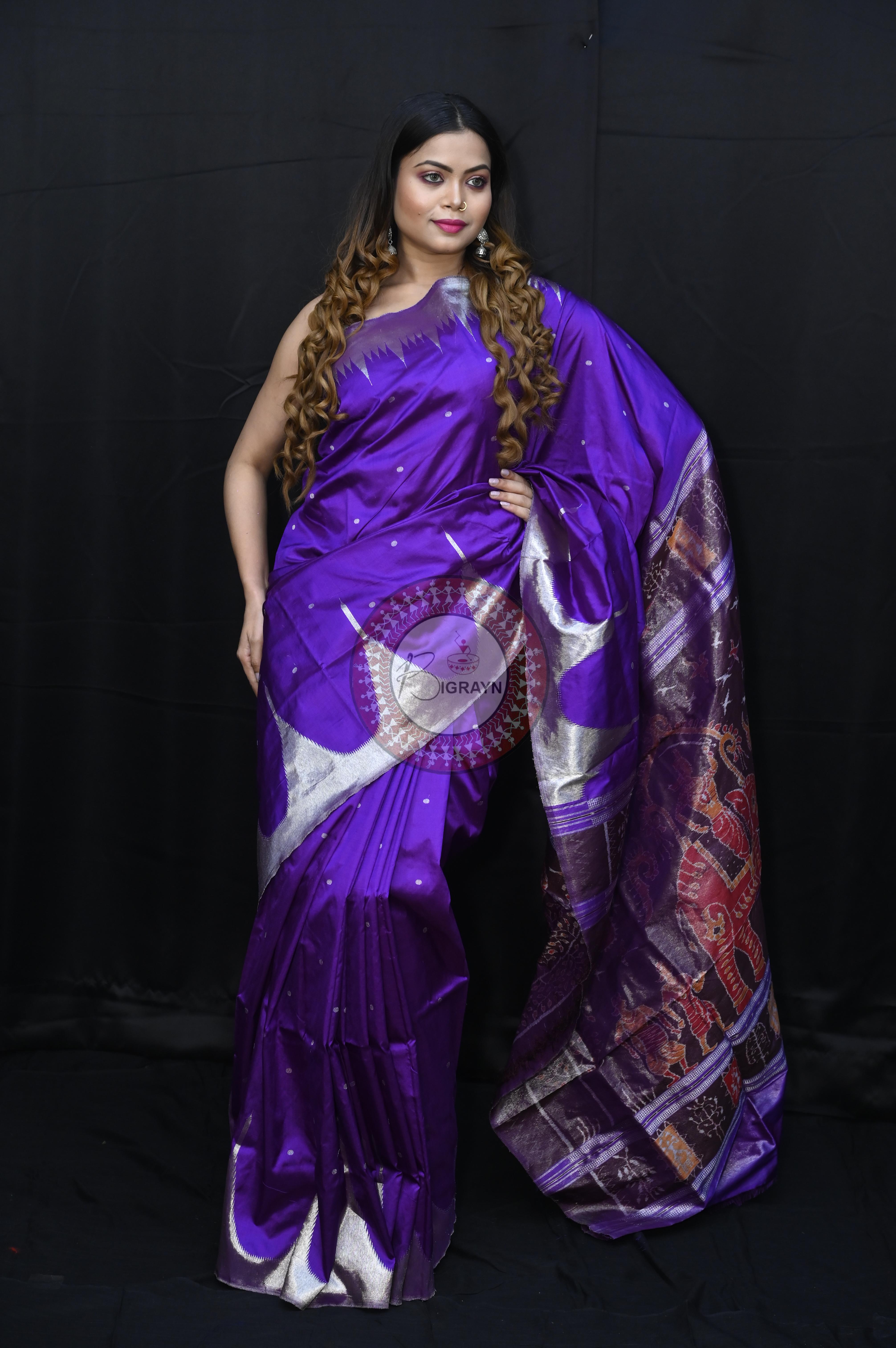 "Odisha Handloom Tissue Silk Saree with shimmering texture, elegant zari border, and lightweight drape, handcrafted by artisans"