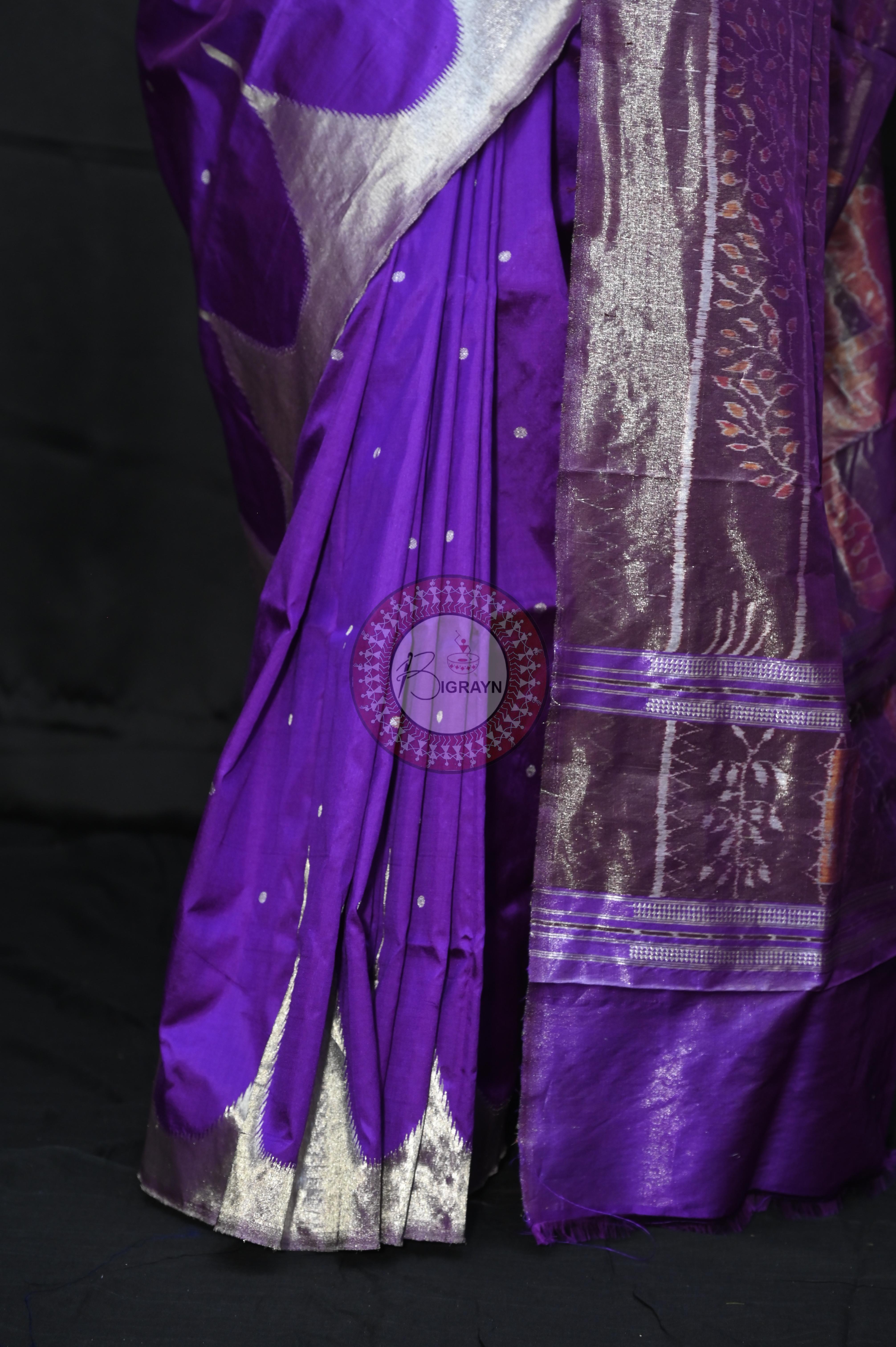 "Odisha Handloom Tissue Silk Saree with shimmering texture, elegant zari border, and lightweight drape, handcrafted by artisans"