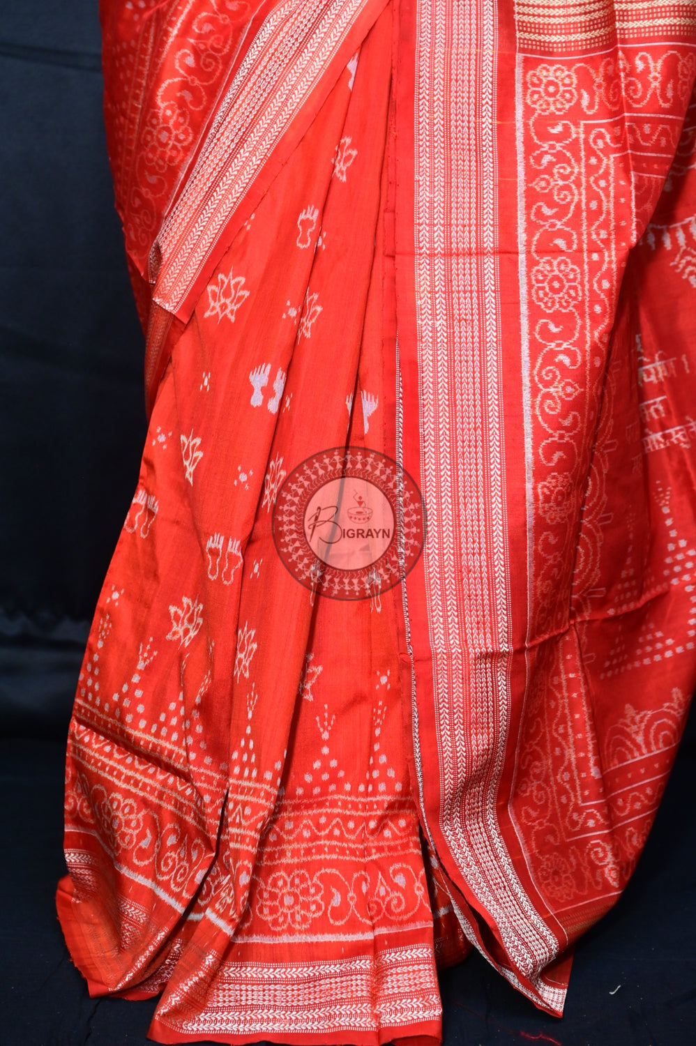 Rust Laxmi Pada Jhoti Natural Dye Silk Saree