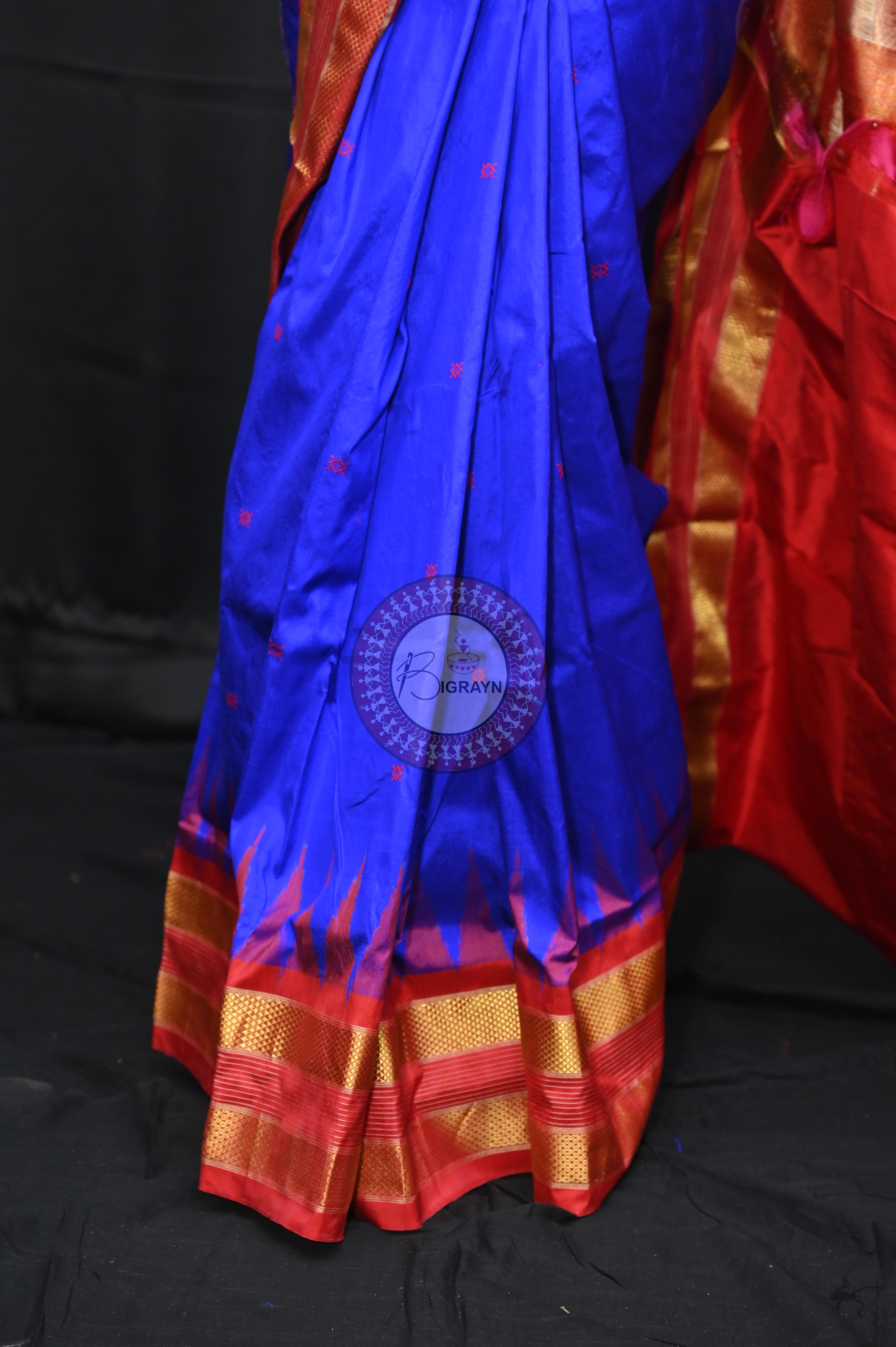"Odisha Handloom Tissue Silk Saree with shimmering texture, elegant zari border, and lightweight drape, handcrafted by artisans"