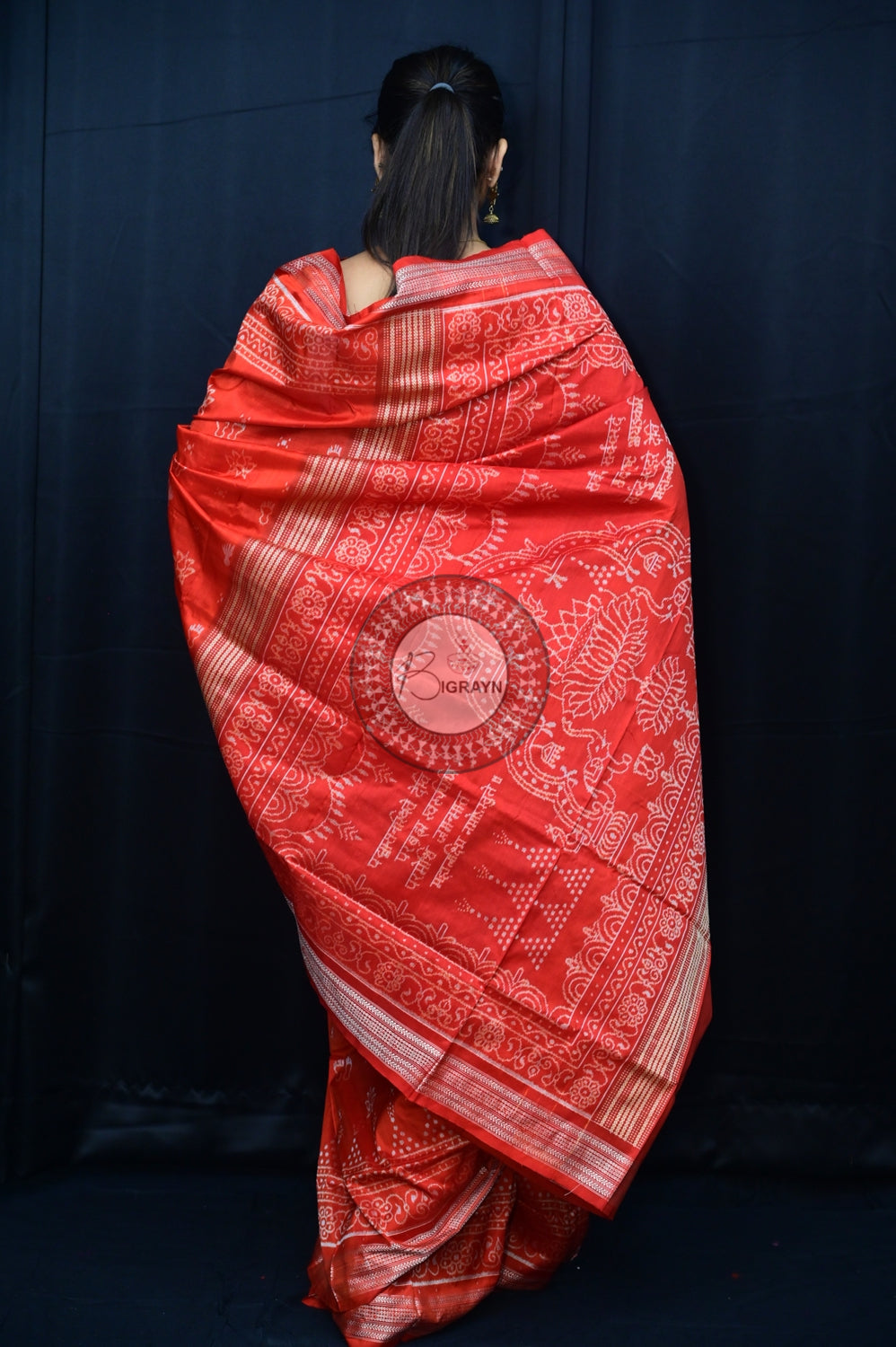 Rust Laxmi Pada Jhoti Natural Dye Silk Saree