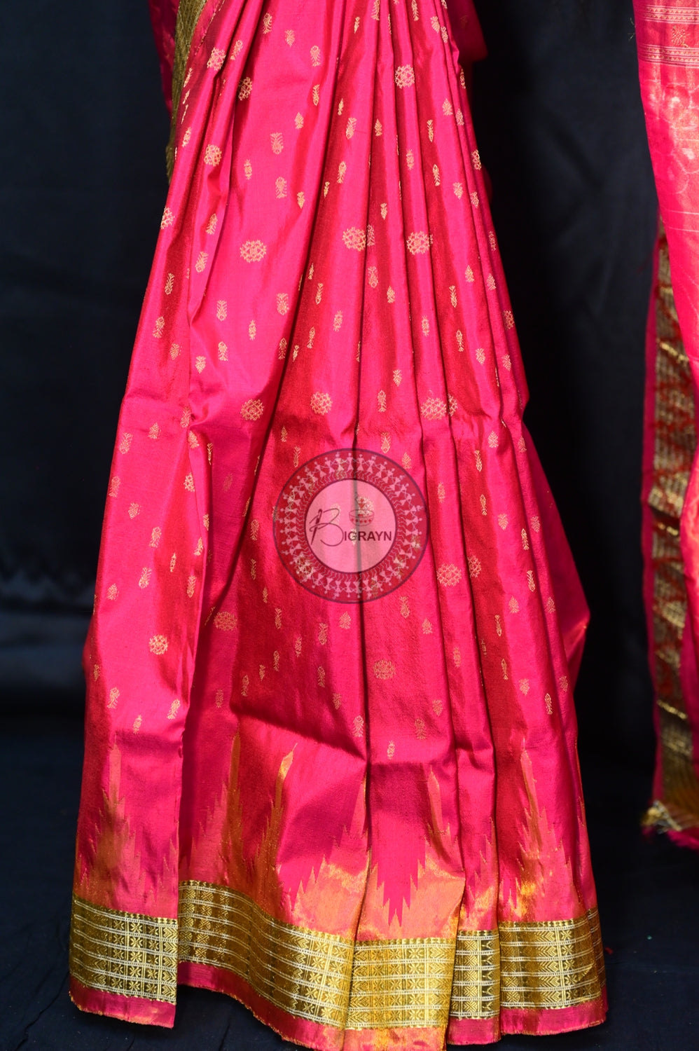 "Odisha Handloom Tissue Silk Saree with shimmering texture, elegant zari border, and lightweight drape, handcrafted by artisans"
