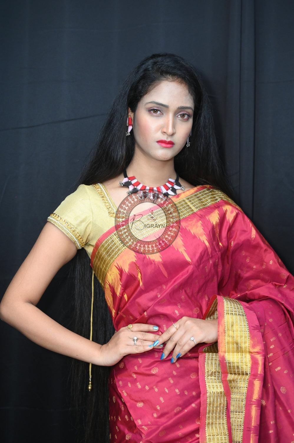 "Odisha Handloom Tissue Silk Saree with shimmering texture, elegant zari border, and lightweight drape, handcrafted by artisans"