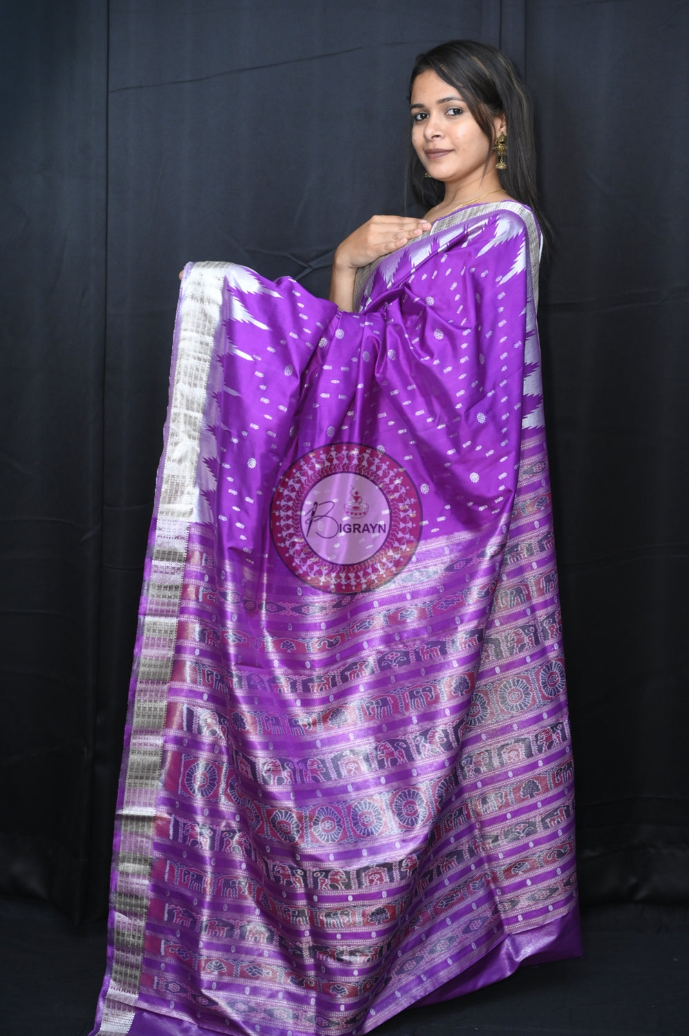 "Odisha Handloom Tissue Silk Saree with shimmering texture, elegant zari border, and lightweight drape, handcrafted by artisans"