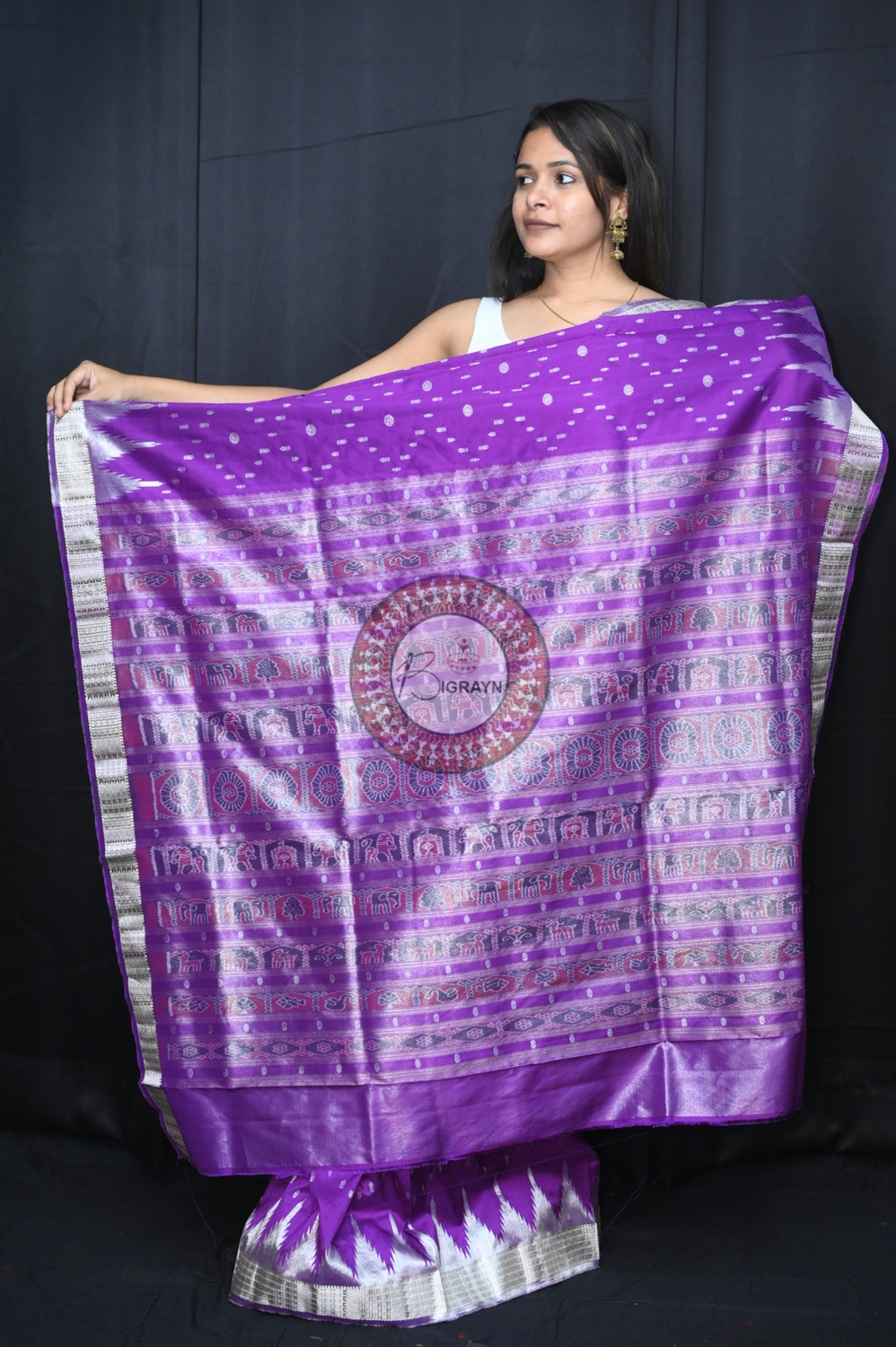 "Odisha Handloom Tissue Silk Saree with shimmering texture, elegant zari border, and lightweight drape, handcrafted by artisans"