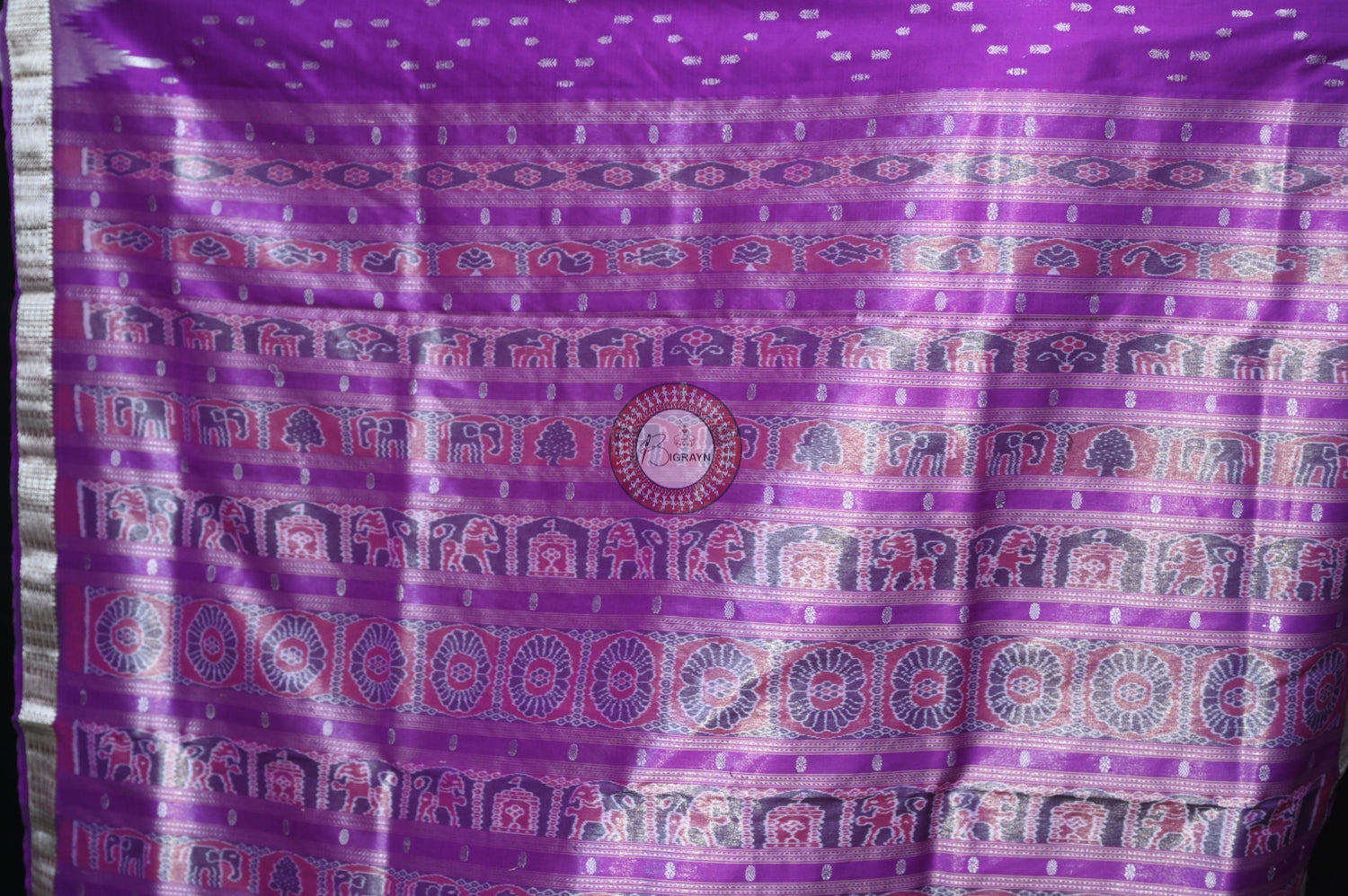 "Odisha Handloom Tissue Silk Saree with shimmering texture, elegant zari border, and lightweight drape, handcrafted by artisans"