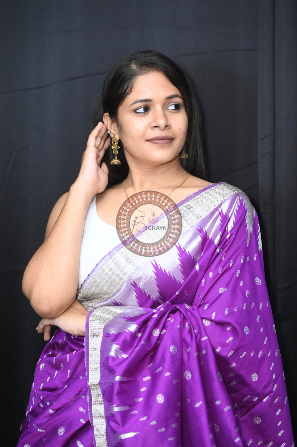 "Odisha Handloom Tissue Silk Saree with shimmering texture, elegant zari border, and lightweight drape, handcrafted by artisans"