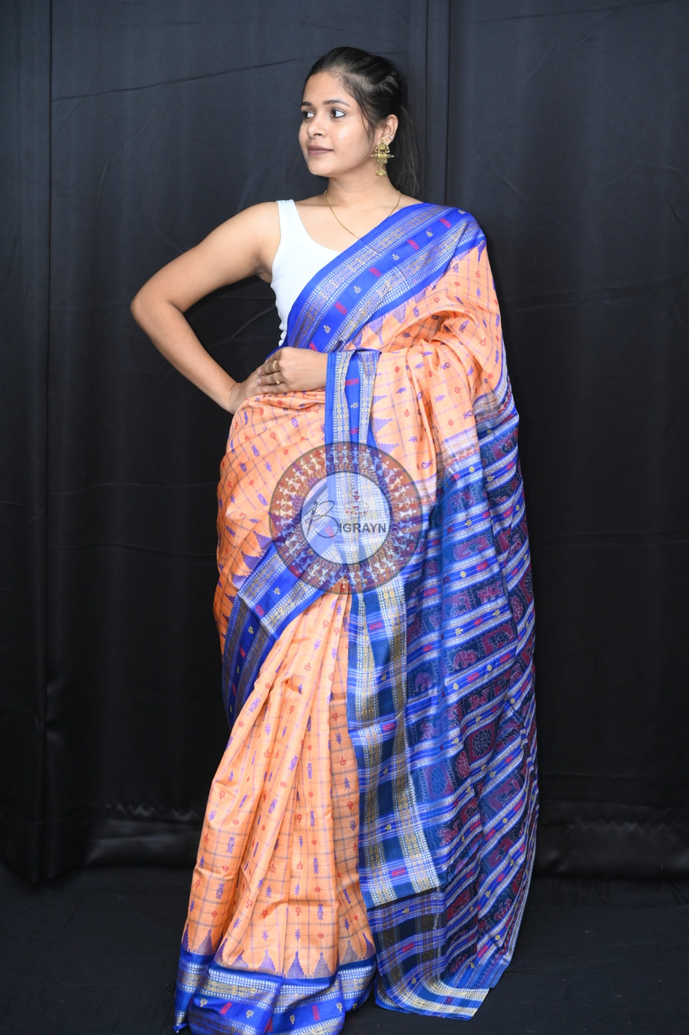 "Odisha Handloom Hazarbuti Bomkai Silk Saree with thousand buti motifs, intricate pallu design, and rich traditional craftsmanship"
