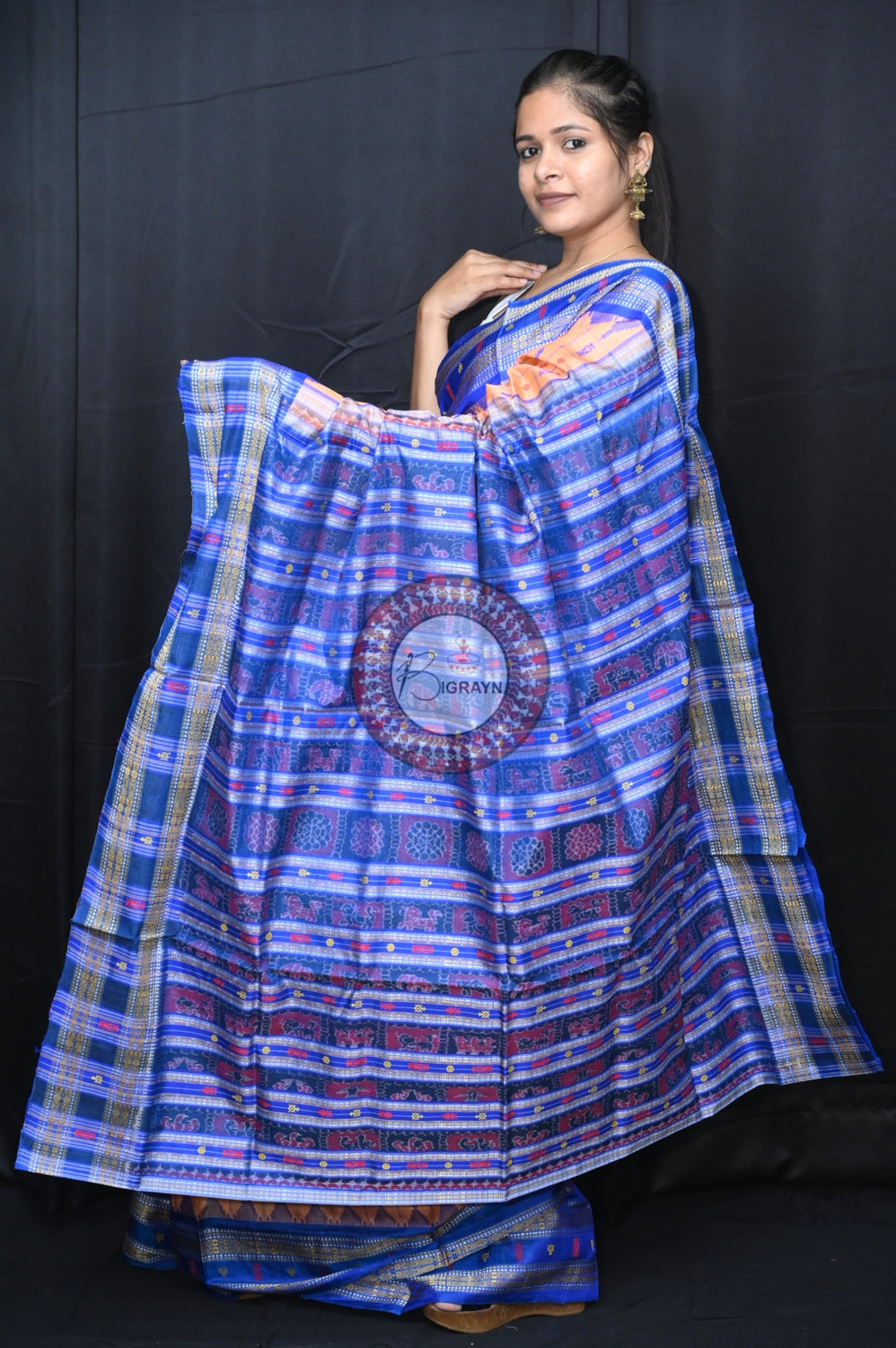 "Odisha Handloom Hazarbuti Bomkai Silk Saree with thousand buti motifs, intricate pallu design, and rich traditional craftsmanship"