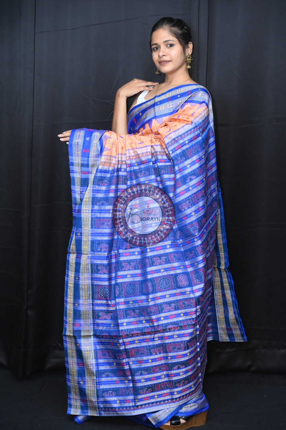 "Odisha Handloom Hazarbuti Bomkai Silk Saree with thousand buti motifs, intricate pallu design, and rich traditional craftsmanship"