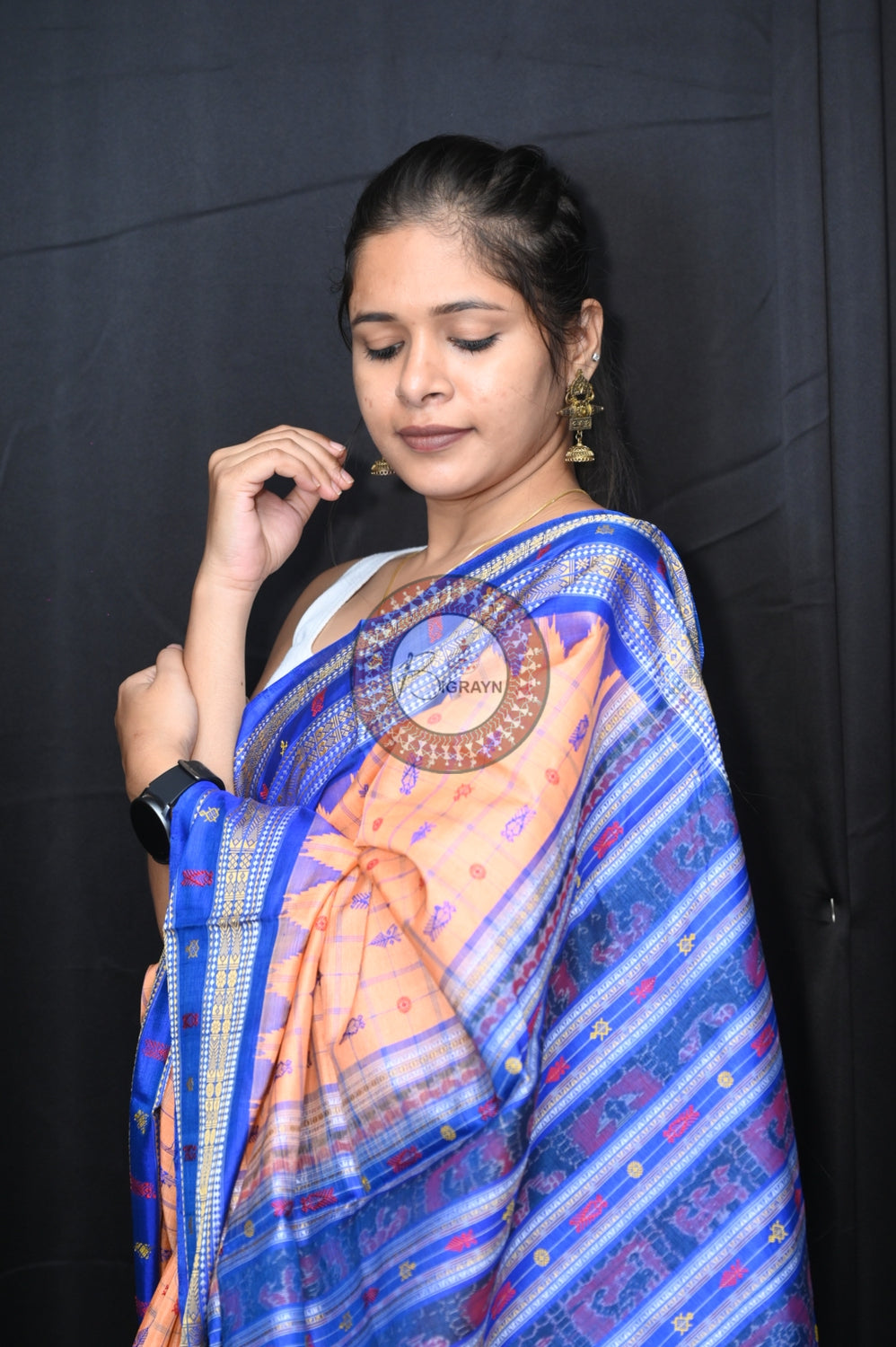 "Odisha Handloom Hazarbuti Bomkai Silk Saree with thousand buti motifs, intricate pallu design, and rich traditional craftsmanship"