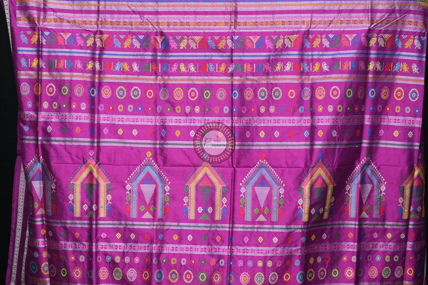 Yellow Purple Dolabedi Silk Saree