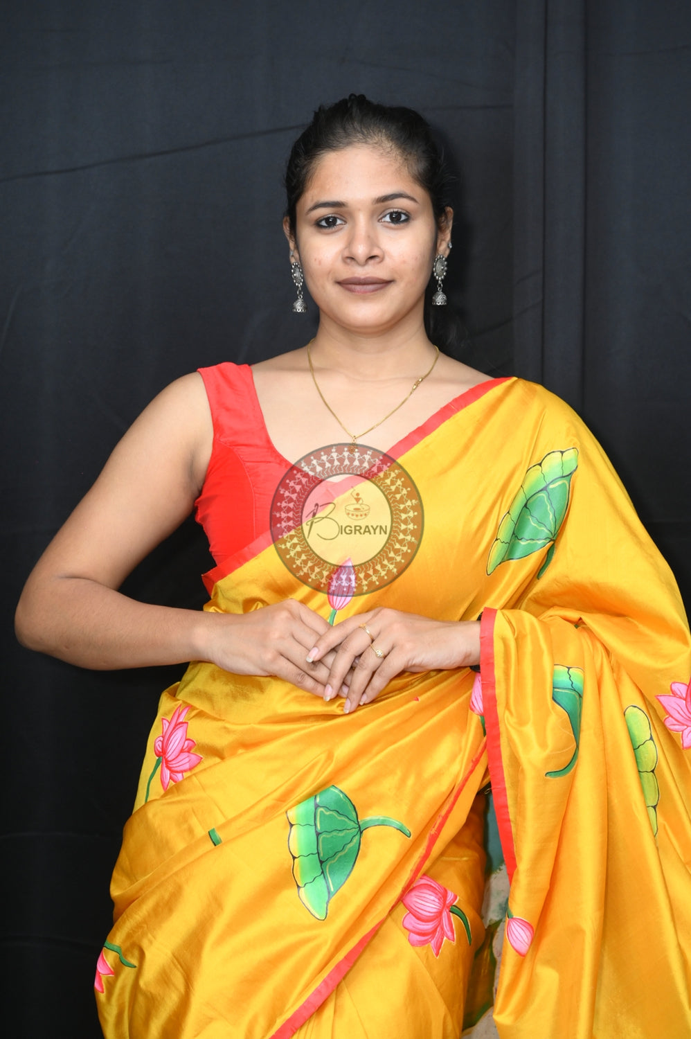 Radha Krishna Modern Art Silk Saree (Pattachitra)