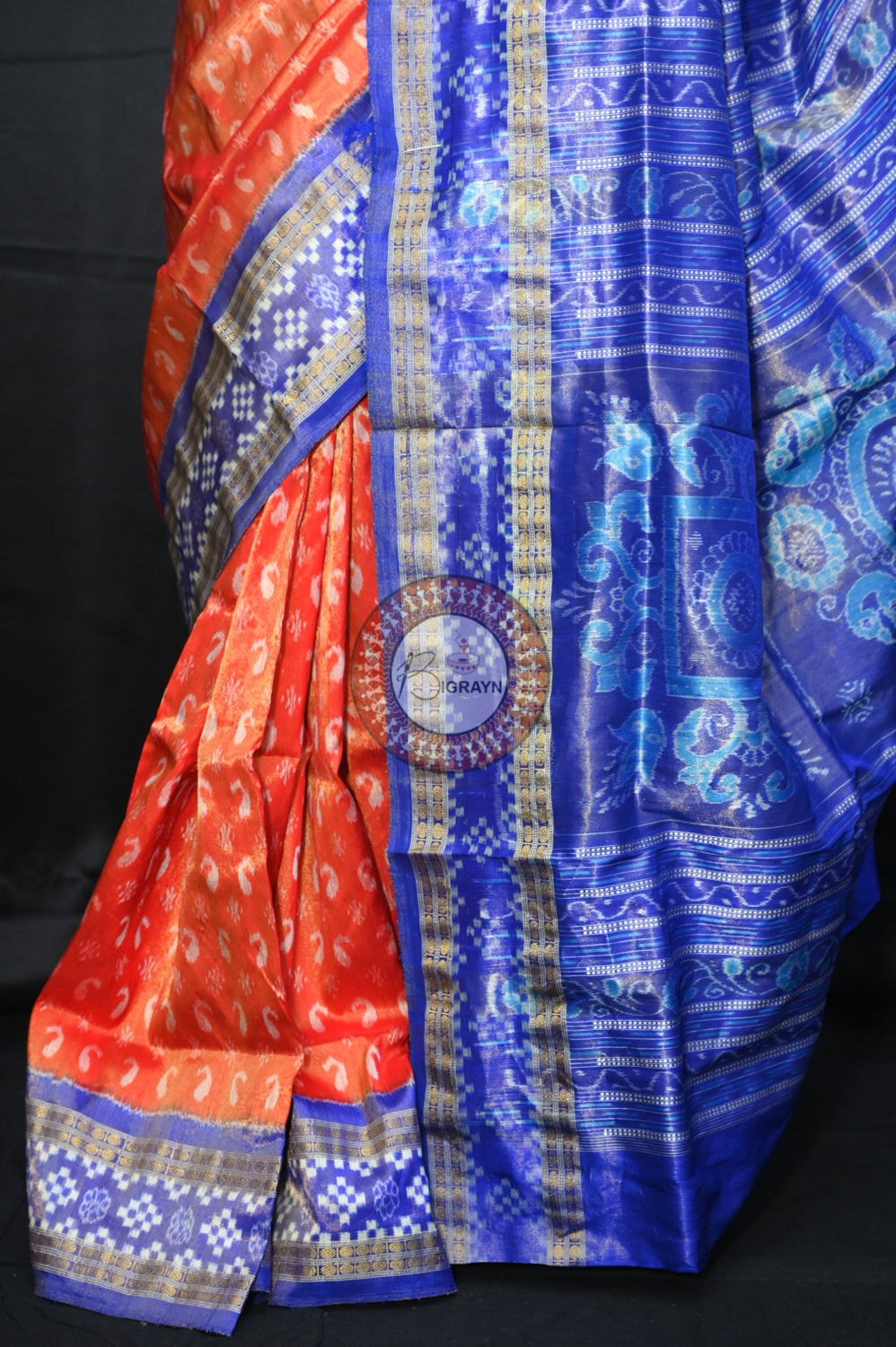 "Odisha Handloom Tissue Silk Saree with shimmering texture, elegant zari border, and lightweight drape, handcrafted by artisans"