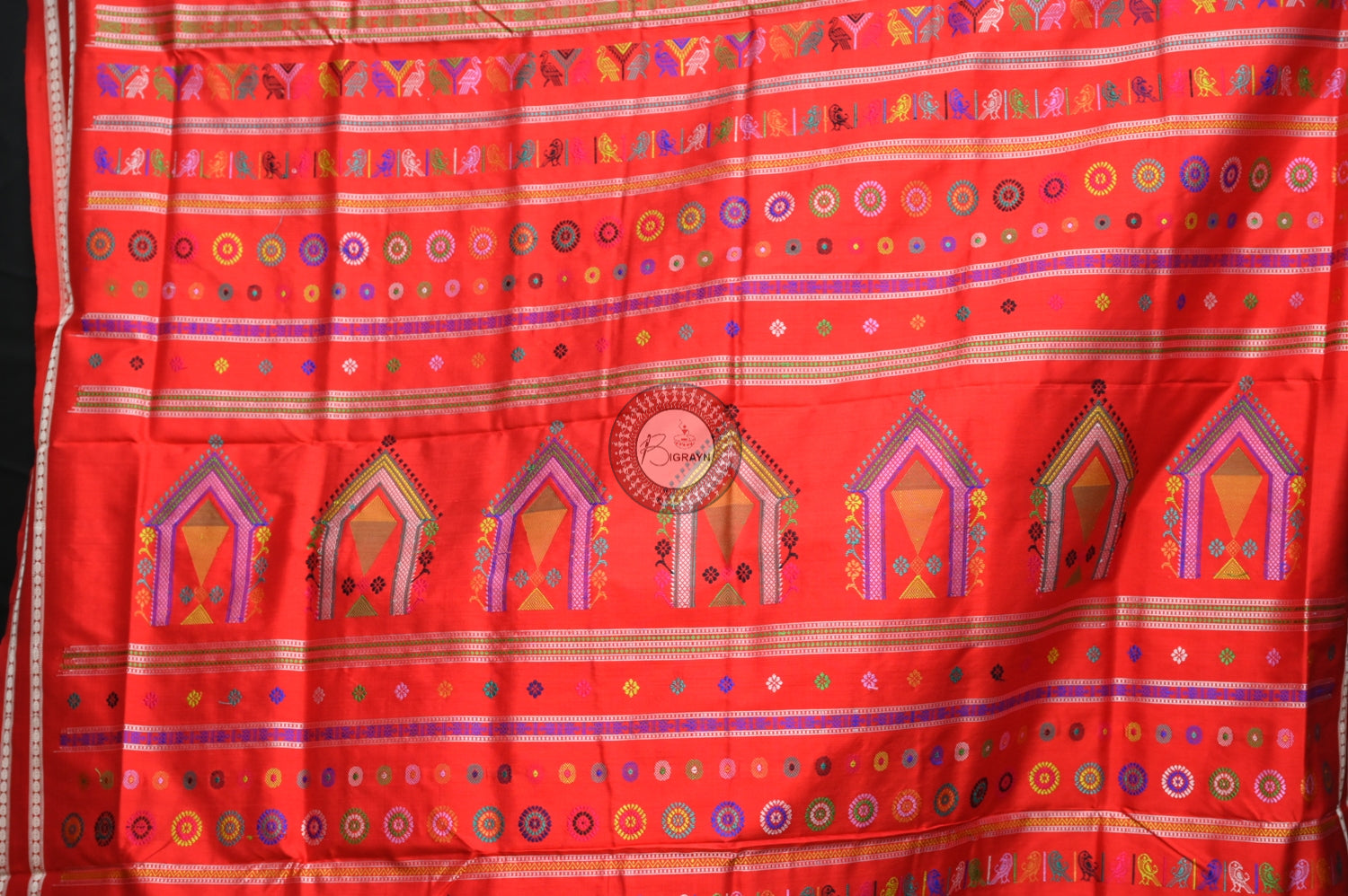 Neon Green Red Dolabedi Silk Saree