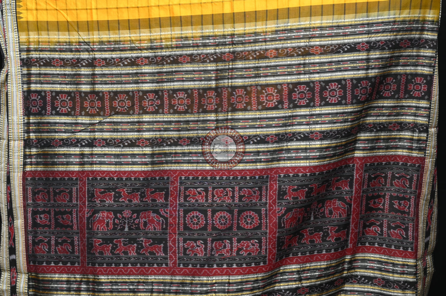 "Odisha Handloom Hazarbuti Bomkai Silk Saree with thousand buti motifs, intricate pallu design, and rich traditional craftsmanship"