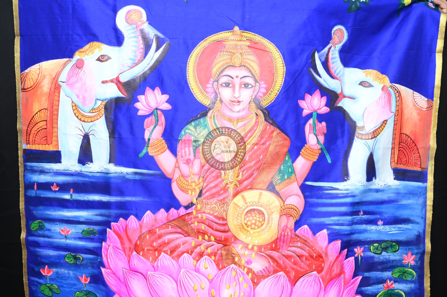 Blue GajaLaxmi Theme Pattachitra Silk Saree