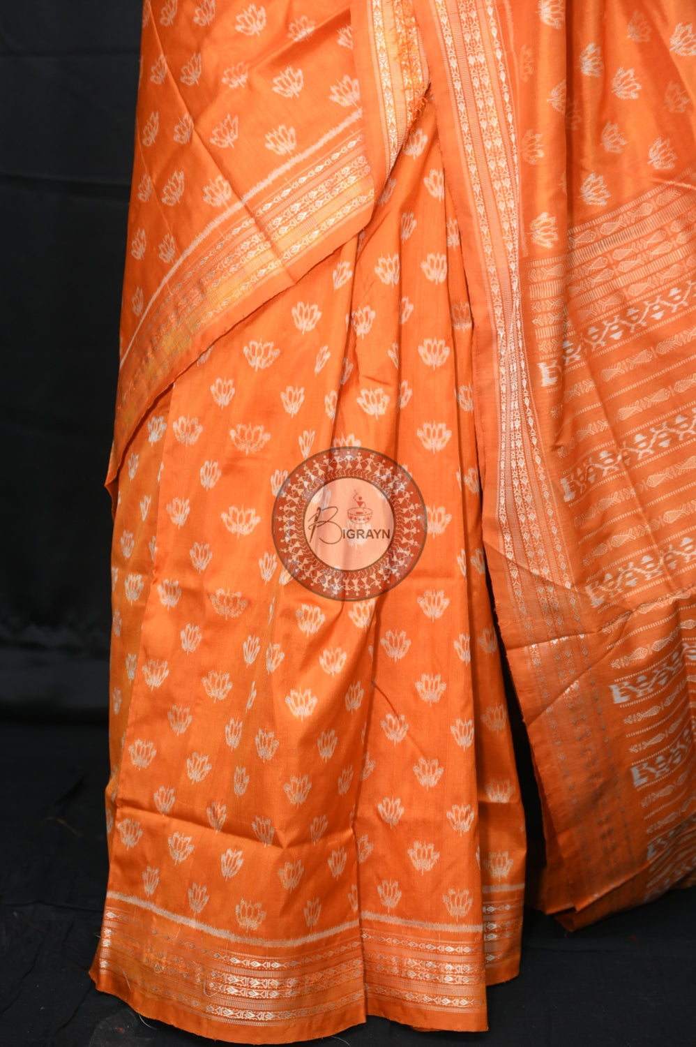 Orange Lotus Natural Dye Silk Saree