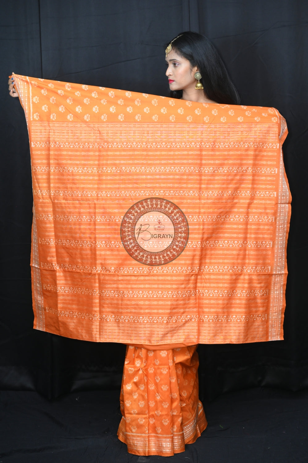 Orange Lotus Natural Dye Silk Saree
