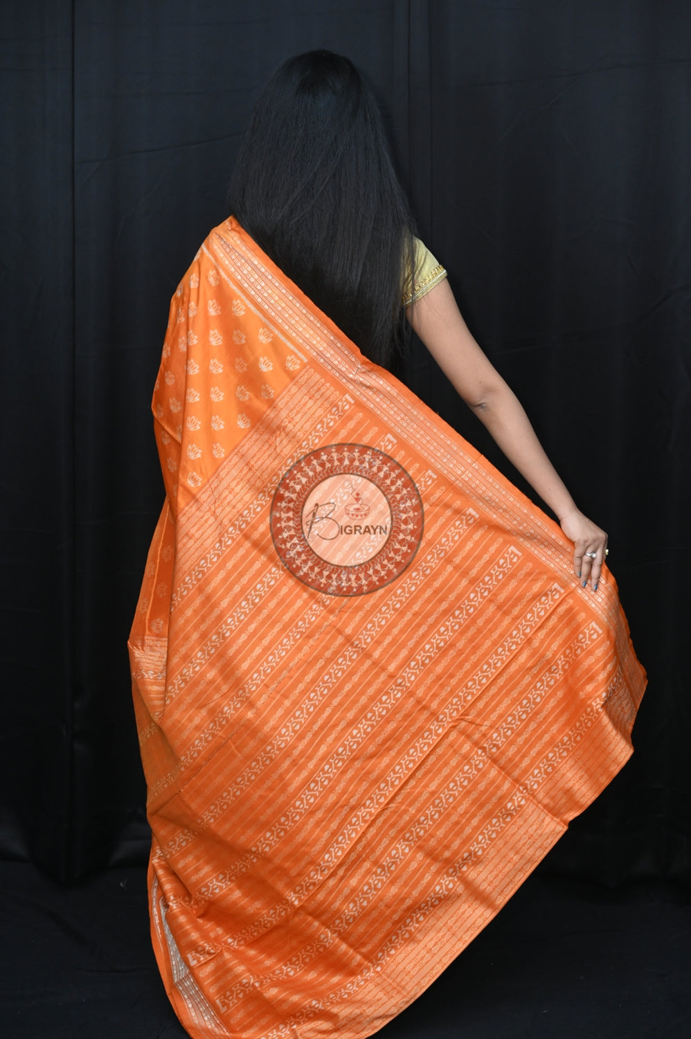 Orange Lotus Natural Dye Silk Saree