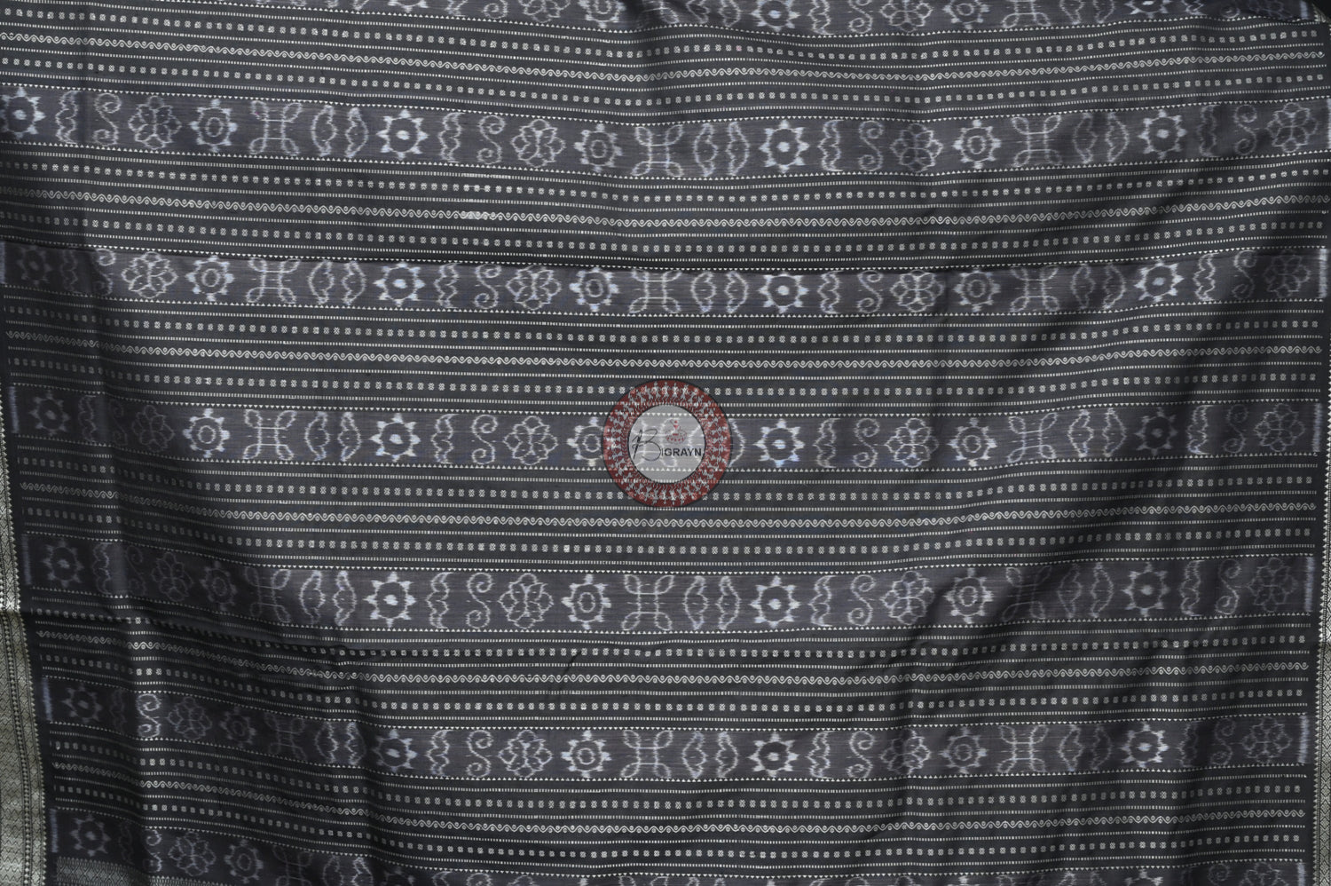 Greyish Black Laxmi Pada Jhoti Natural Dye Silk Saree