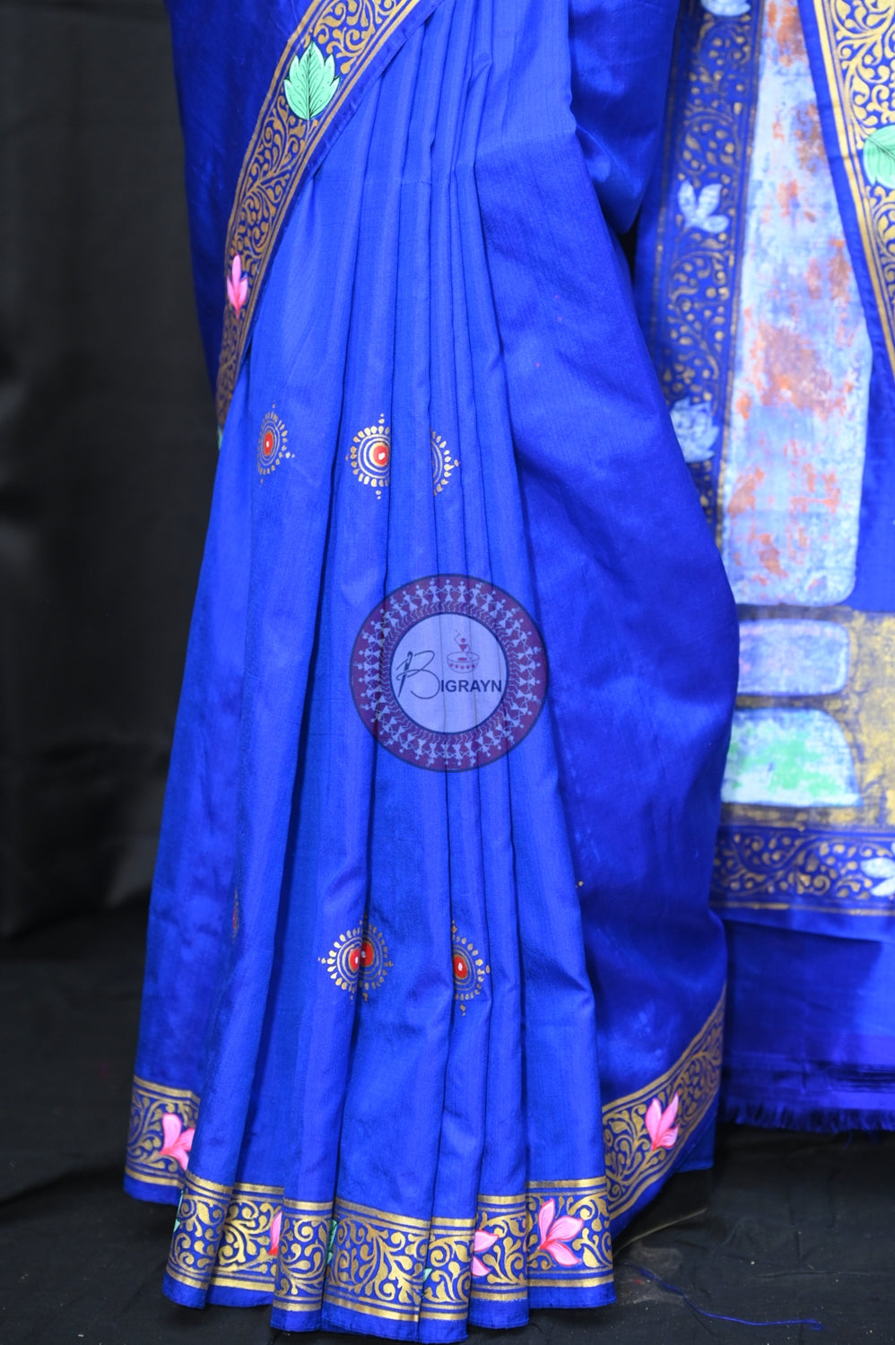 Blue Durga Puja Exclusive Pattachitra Silk Saree