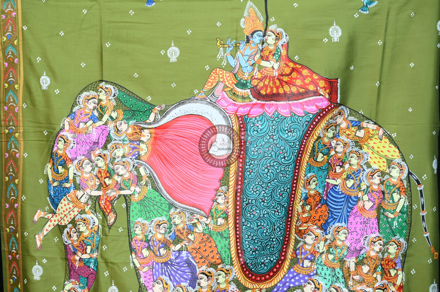 Mehndi Kandarpa Hasti Pattachitra Silk Saree