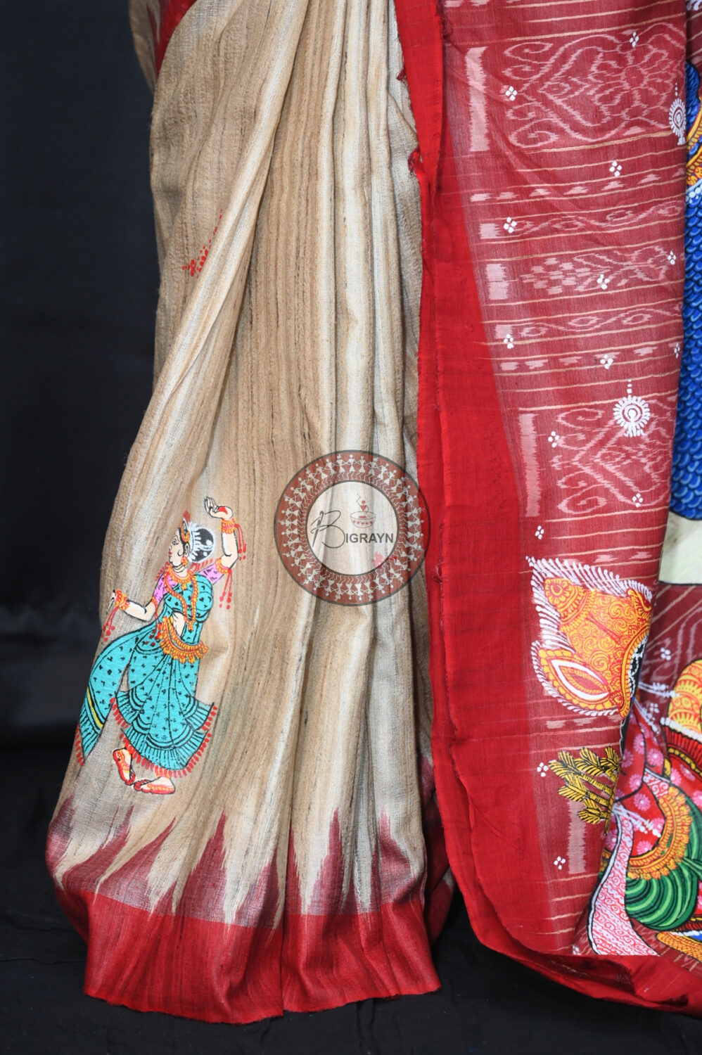 Tussar Nabagunjara Pattachitra Silk Saree