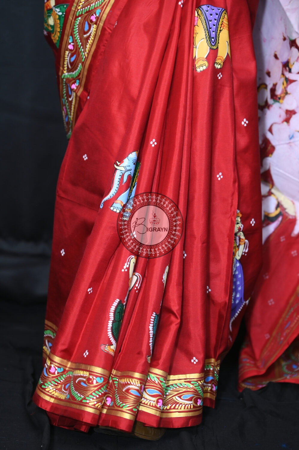 Maroon Kandarpa Hasti Pattachitra Silk Saree