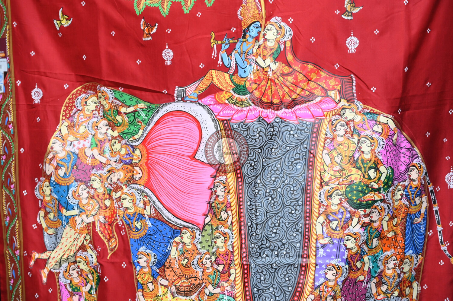 Maroon Kandarpa Hasti Pattachitra Silk Saree